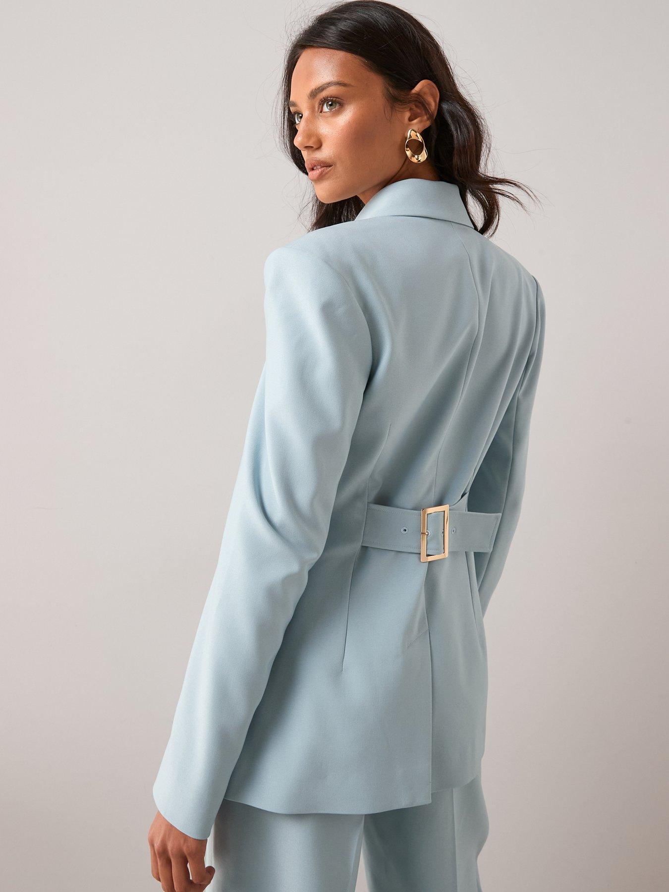Image 2 of 7 of The Very Collection Fitted Longline Blazer - Light Blue