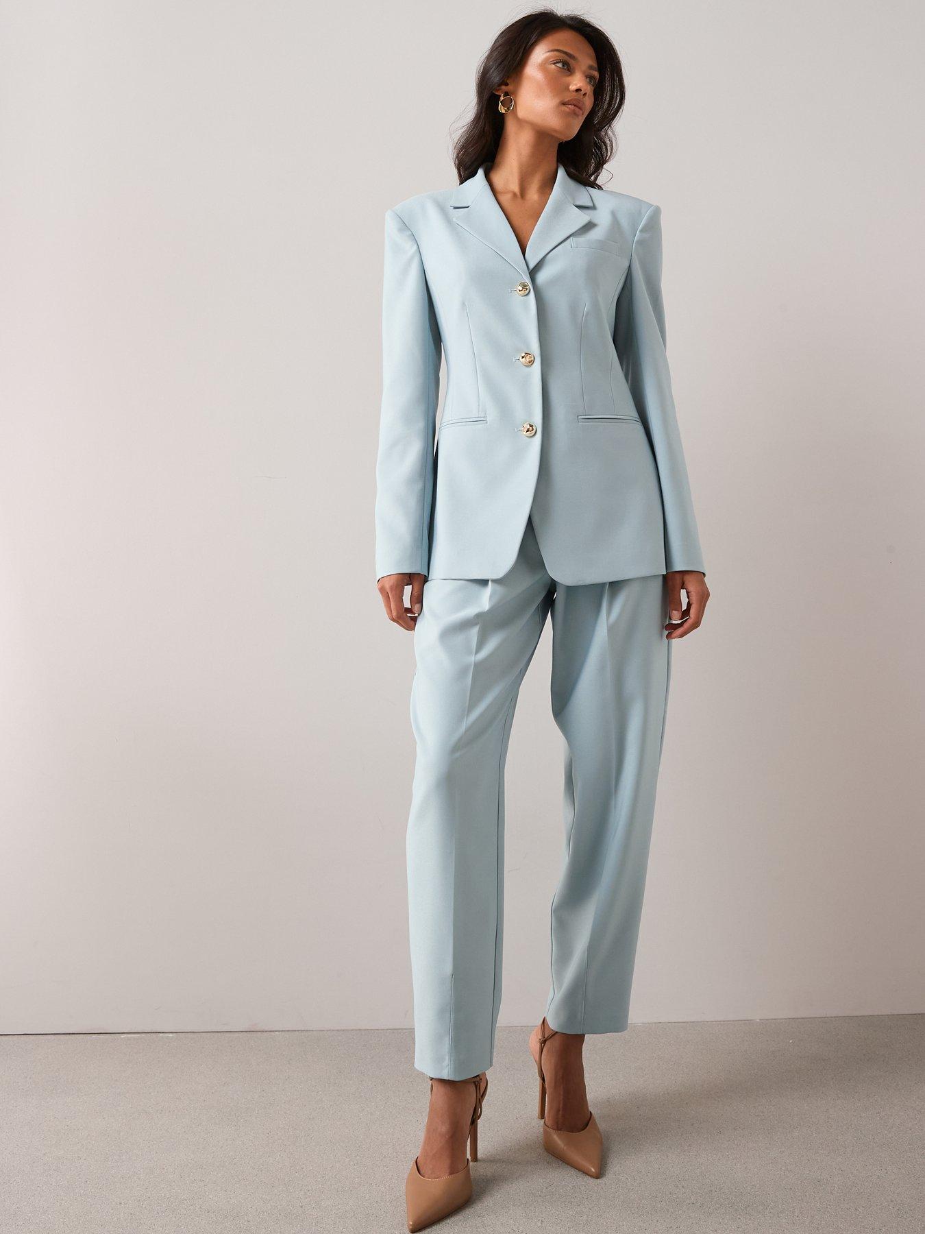 Image 3 of 7 of The Very Collection Fitted Longline Blazer - Light Blue