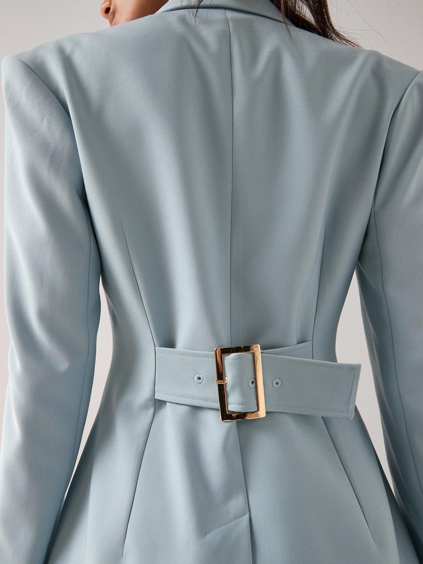 Image 4 of 7 of The Very Collection Fitted Longline Blazer - Light Blue