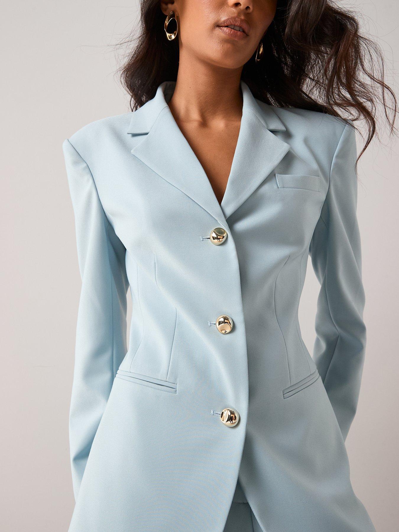 Image 5 of 7 of The Very Collection Fitted Longline Blazer - Light Blue