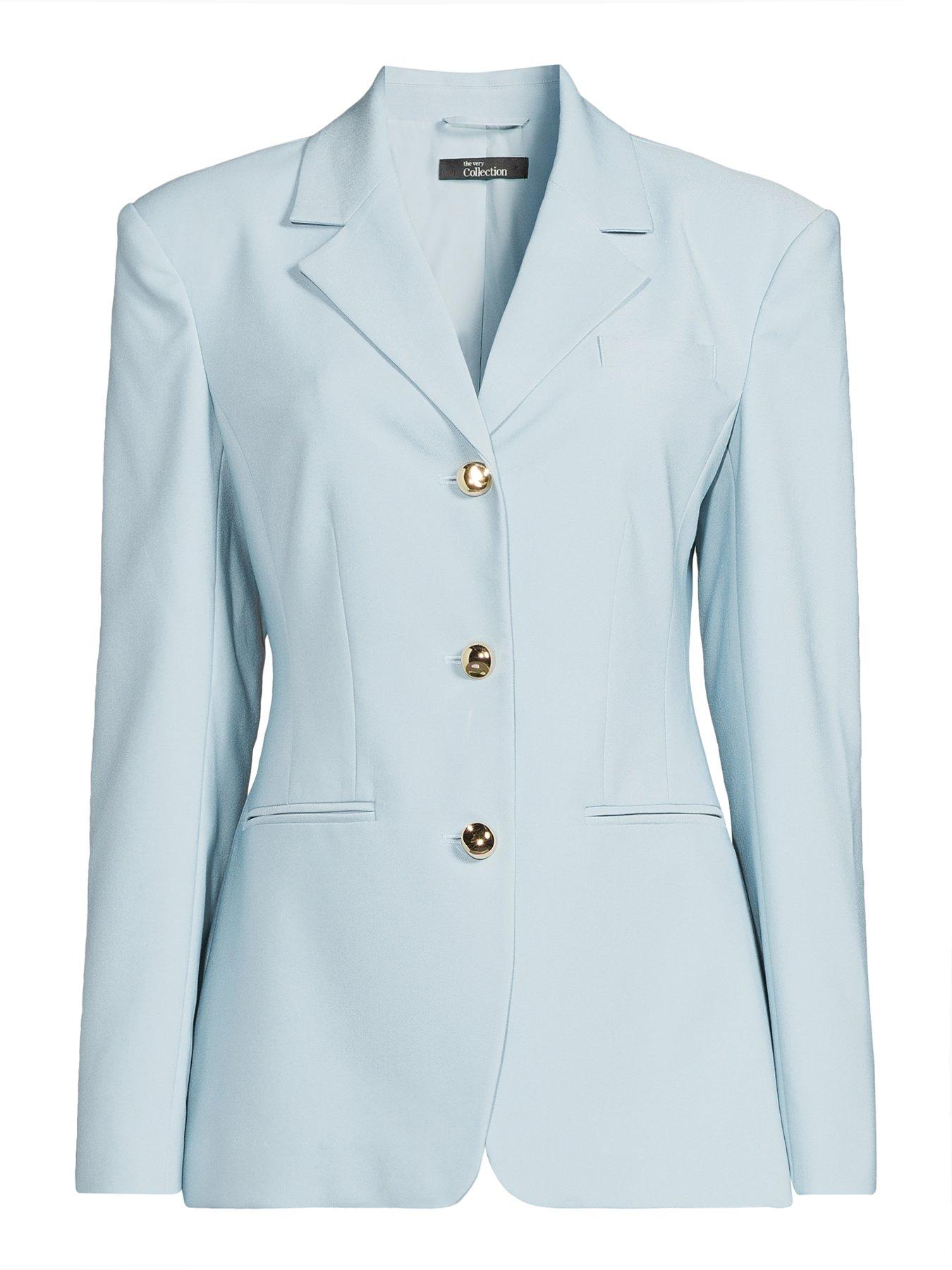Image 7 of 7 of The Very Collection Fitted Longline Blazer - Light Blue