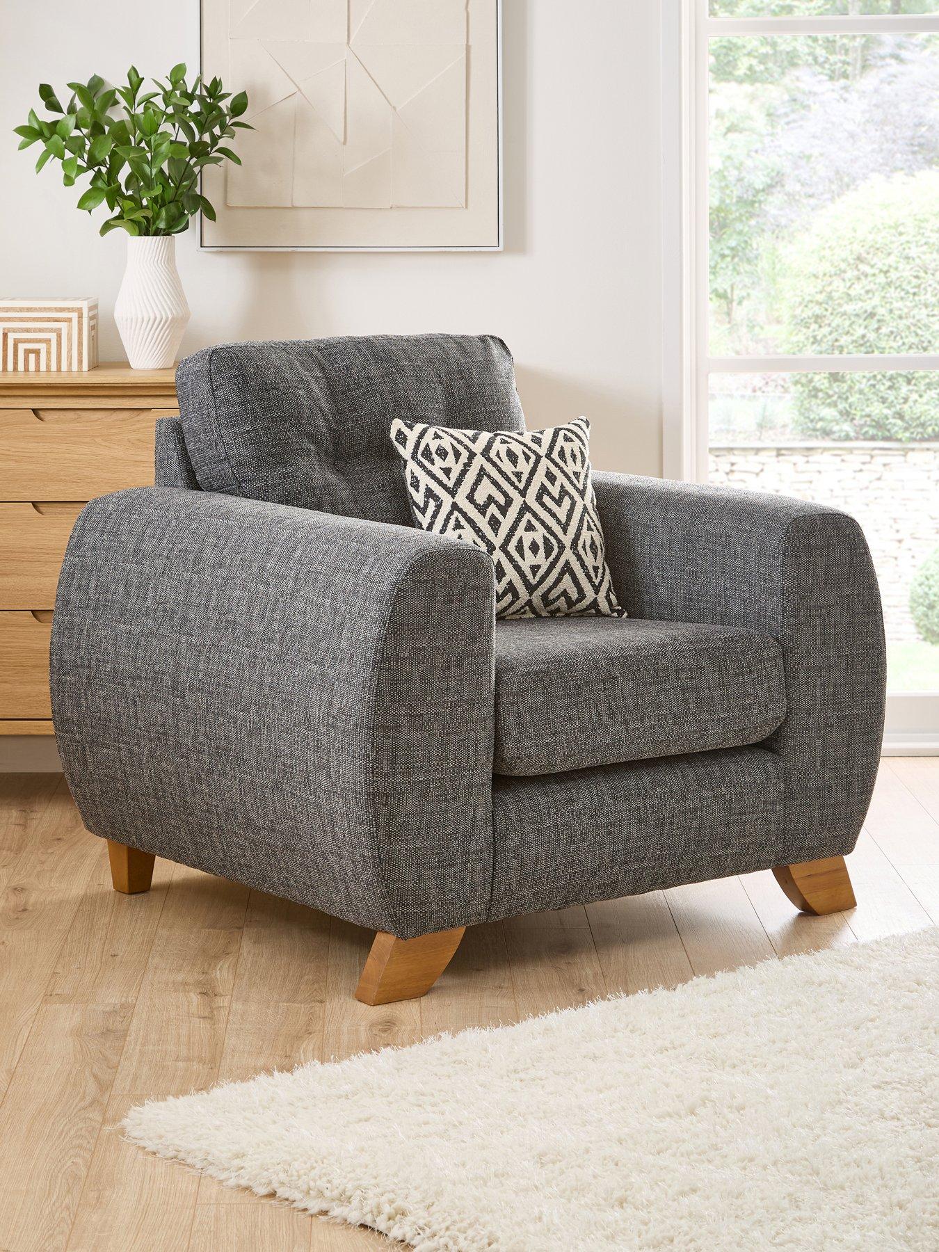 Very Home Prent Fabric Armchair - Grey - Made to order in the UK
