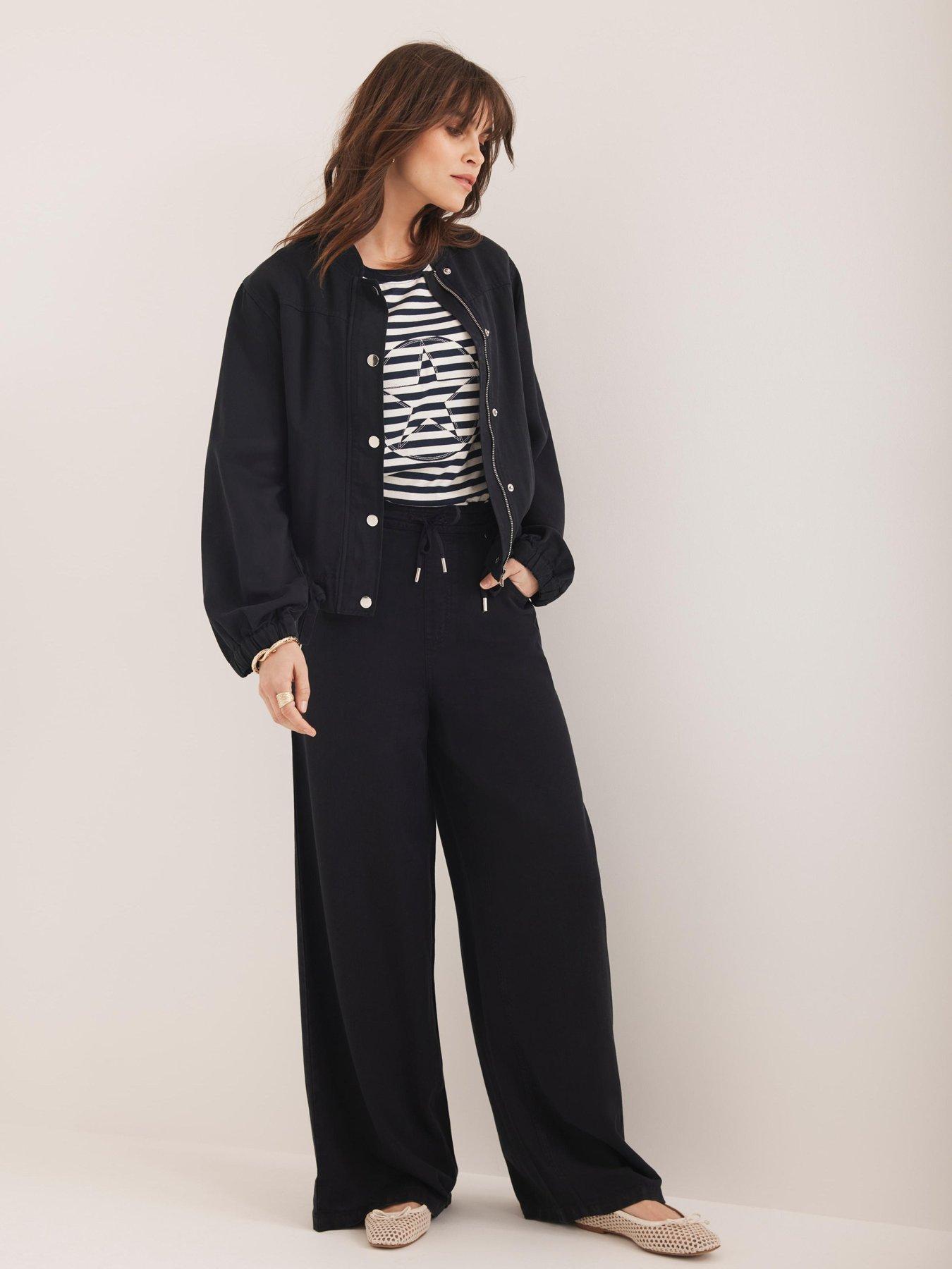 Mint Velvet Navy Washed Wide Leg Joggers - Blue