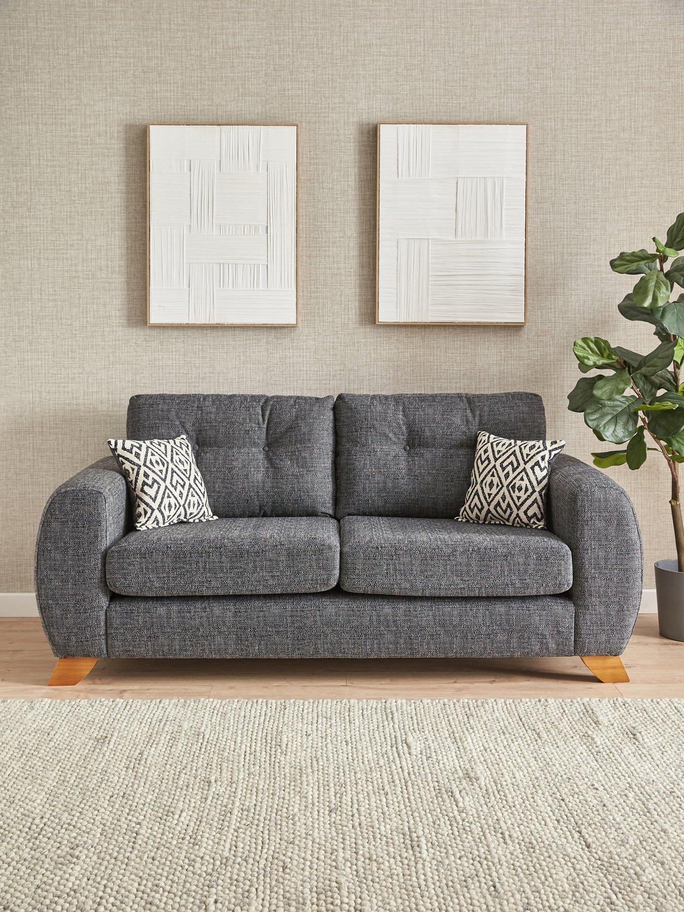 Very Home Prent Fabric 3 Seater Sofa - Grey - Made to Order in the UK