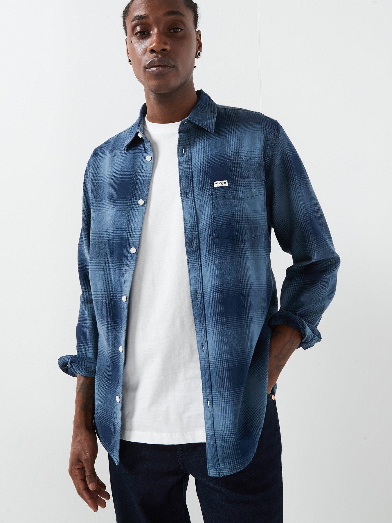 Image 1 of 6 of Wrangler Wrangler Indigo Long Sleeve Shirt