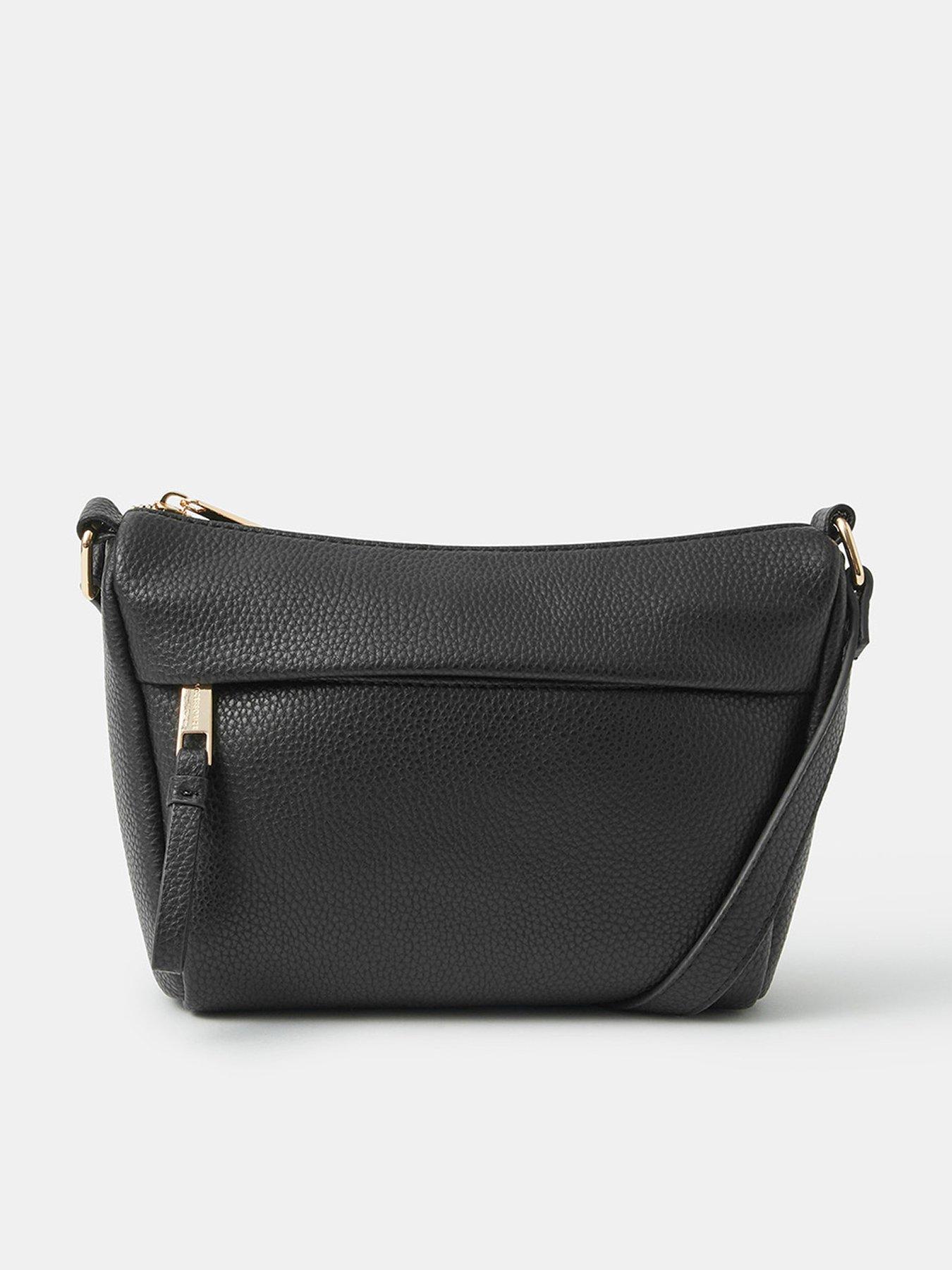 Accessorize Zip Front Crossbody Bag - Black