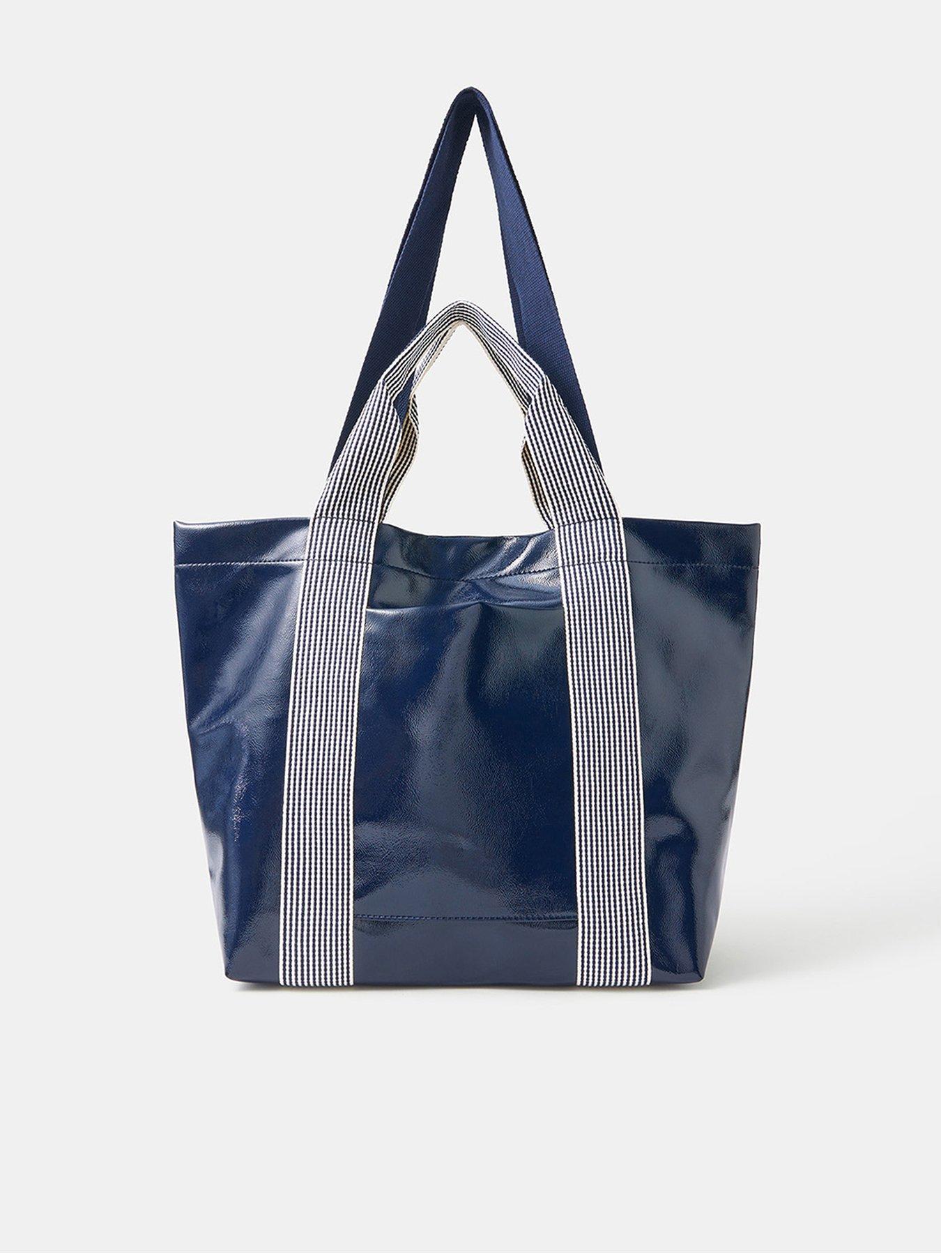 Accessorize Double Strap Patent Shopper Bag - Blue