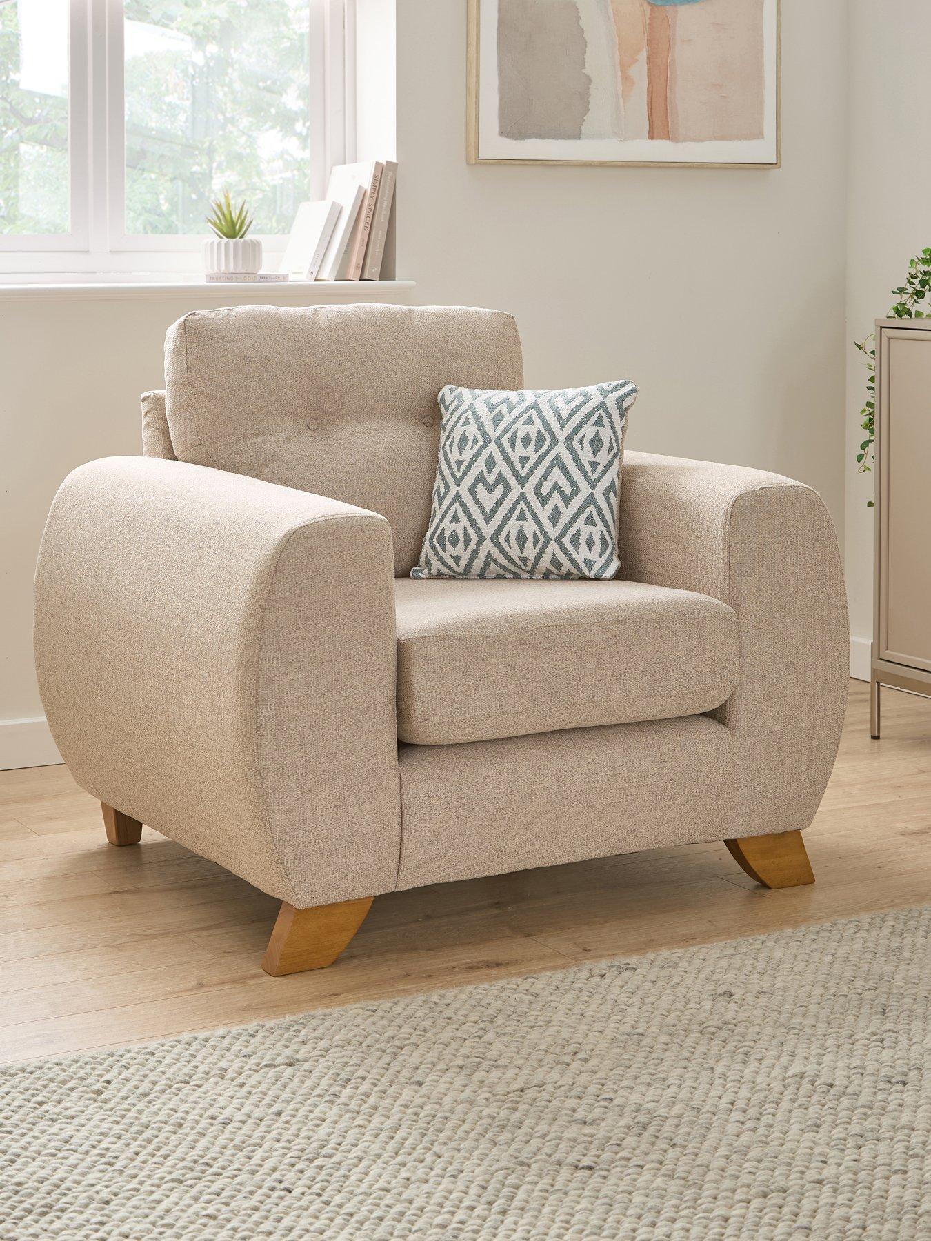 Very Home Prent Fabric Armchair - Natural - Made to order in the UK