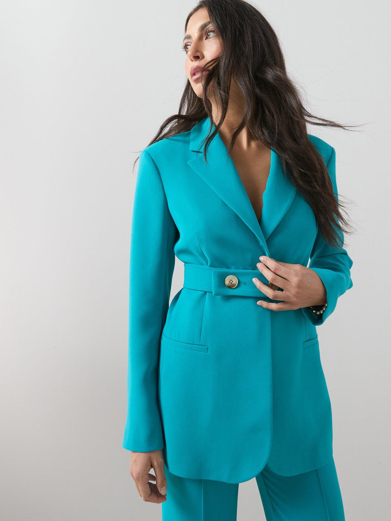 The Very Collection Belt Cinched Blazer - Teal