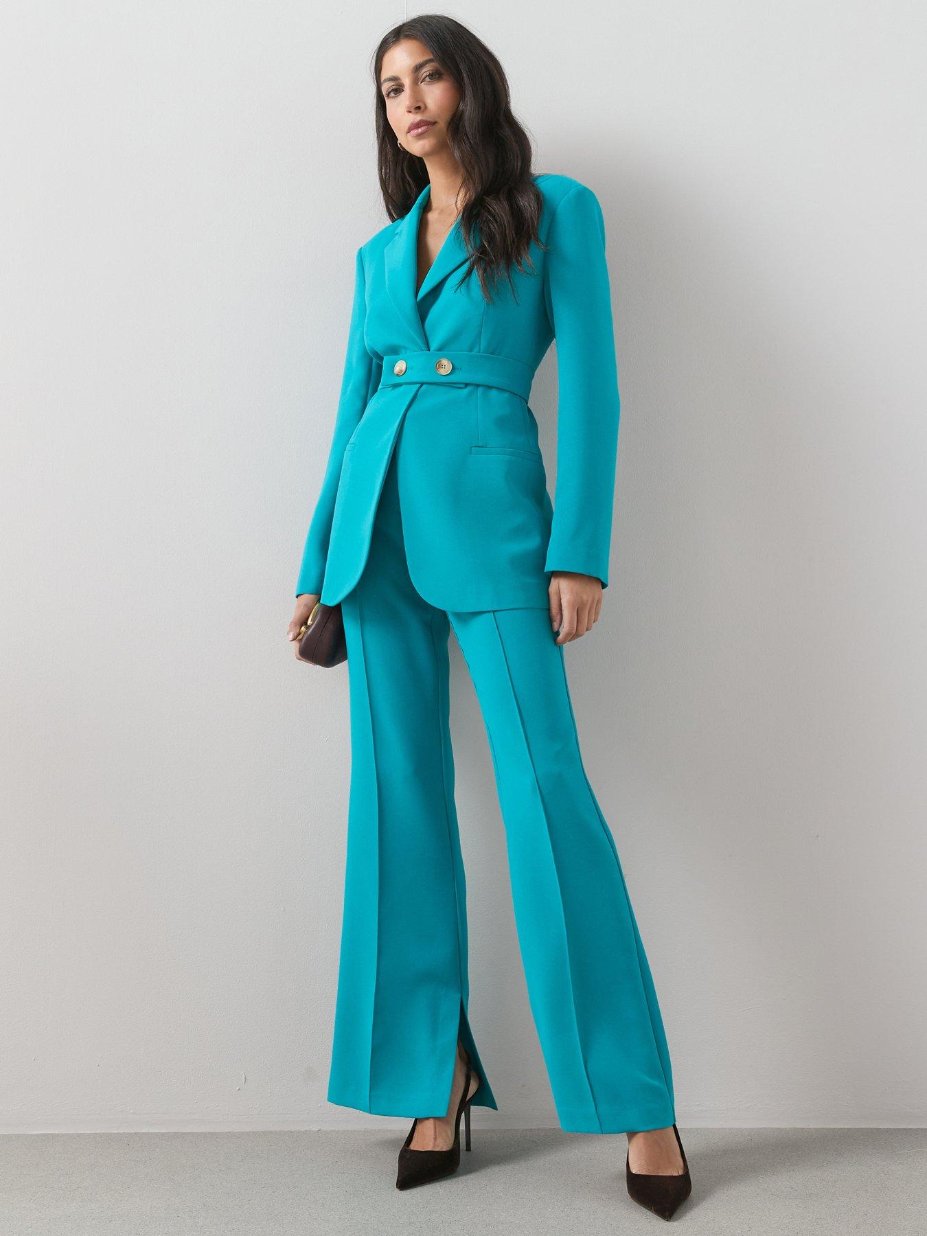 The Very Collection Vented Split Straight Leg Trouser - Teal