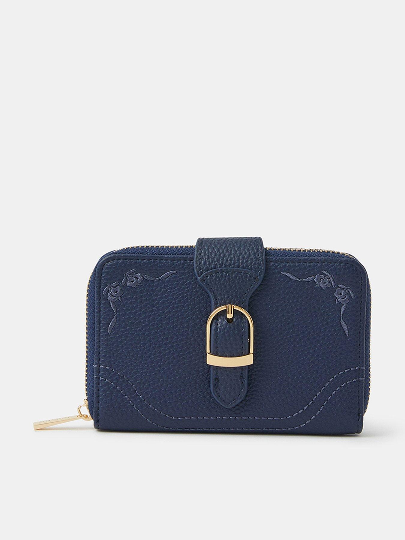 Accessorize Embroidered Buckle Purse - Blue