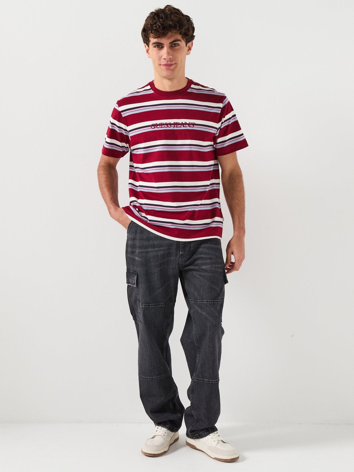 Image 3 of 5 of Guess Jeans Stripe T-Shirt - Red