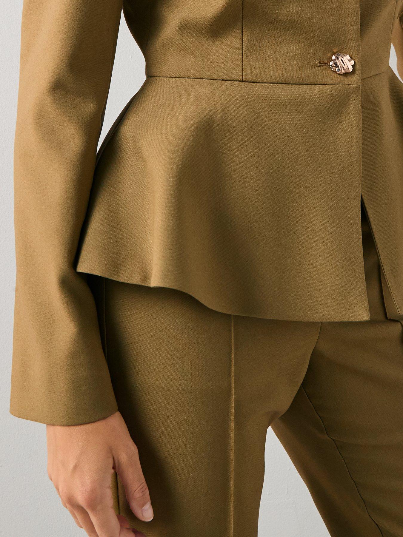 Image 4 of 6 of The Very Collection Peplum Hem Blazer&nbsp;- Olive