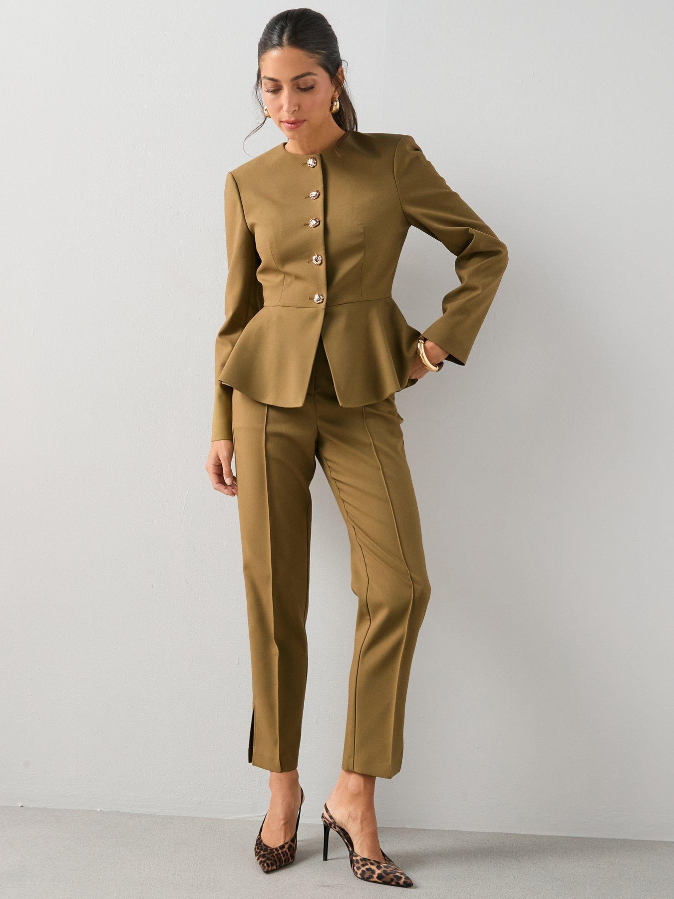Image 5 of 6 of The Very Collection Peplum Hem Blazer&nbsp;- Olive