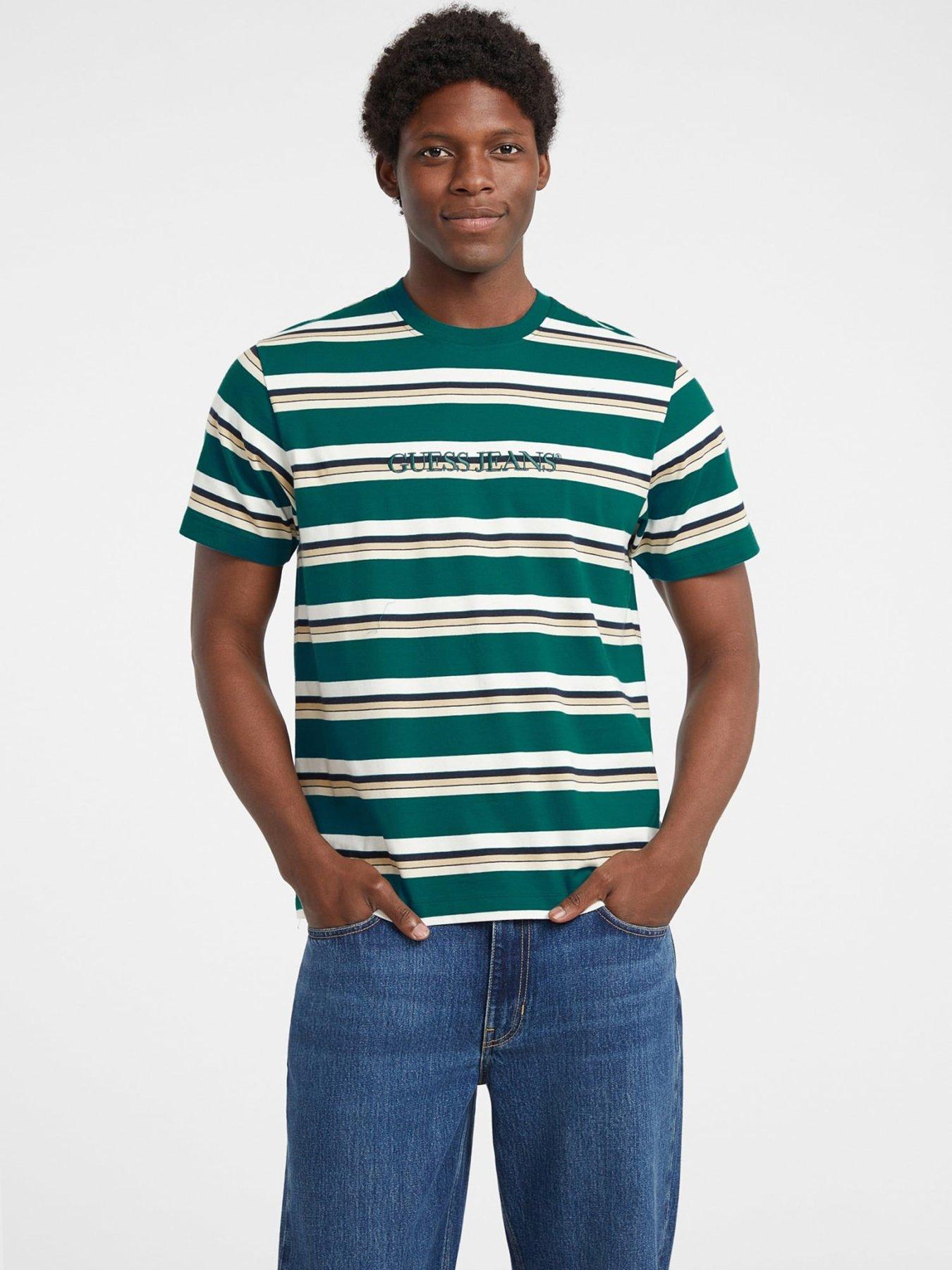 guess-jeans-stripe-t-shirt-greenfront