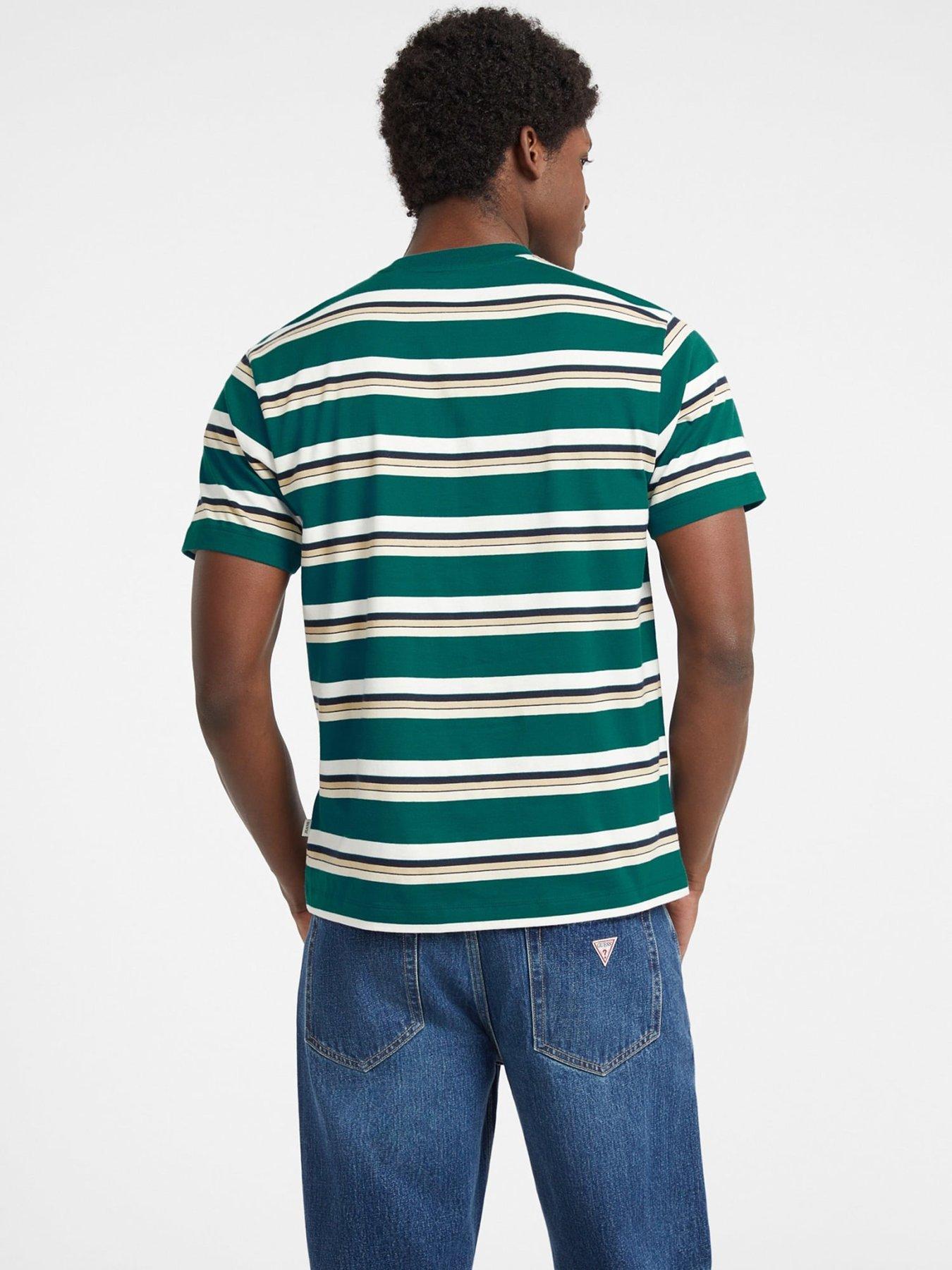 guess-jeans-stripe-t-shirt-greenstillFront