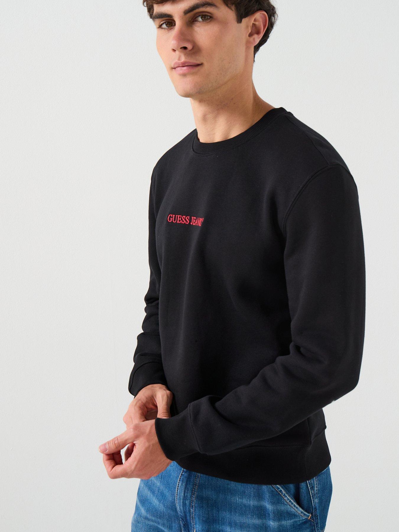 guess-jeans-slim-fit-logo-crew-sweatshirt-blackoutfit