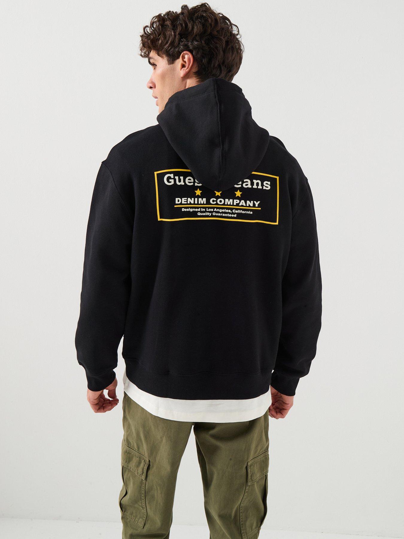 Image 1 of 5 of Guess Jeans Embroidered Logo Back Graphic Hoodie - Black