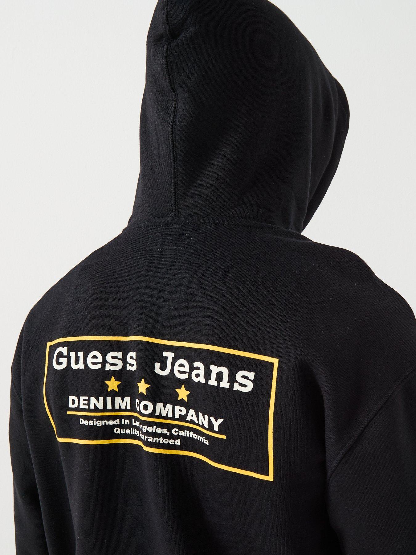 Image 4 of 5 of Guess Jeans Embroidered Logo Back Graphic Hoodie - Black