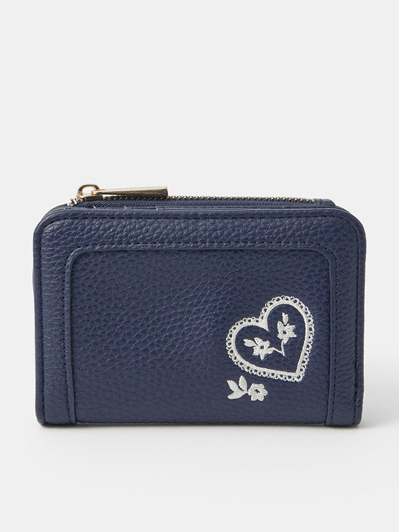 Accessorize Paisley Heart Embroidered Purse - Blue