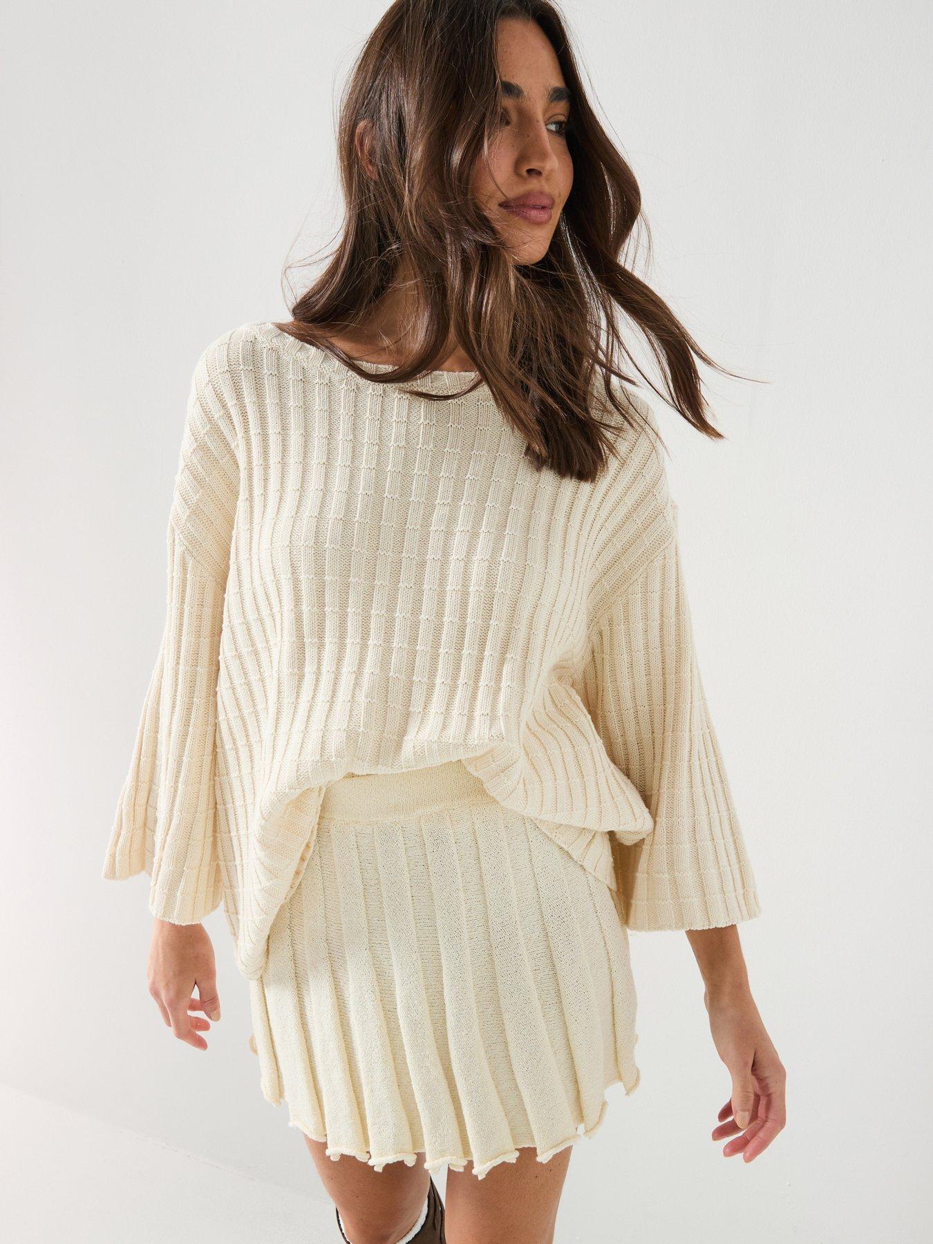 FREE PEOPLE Kenzie Sweater And Skirt Set - Cream