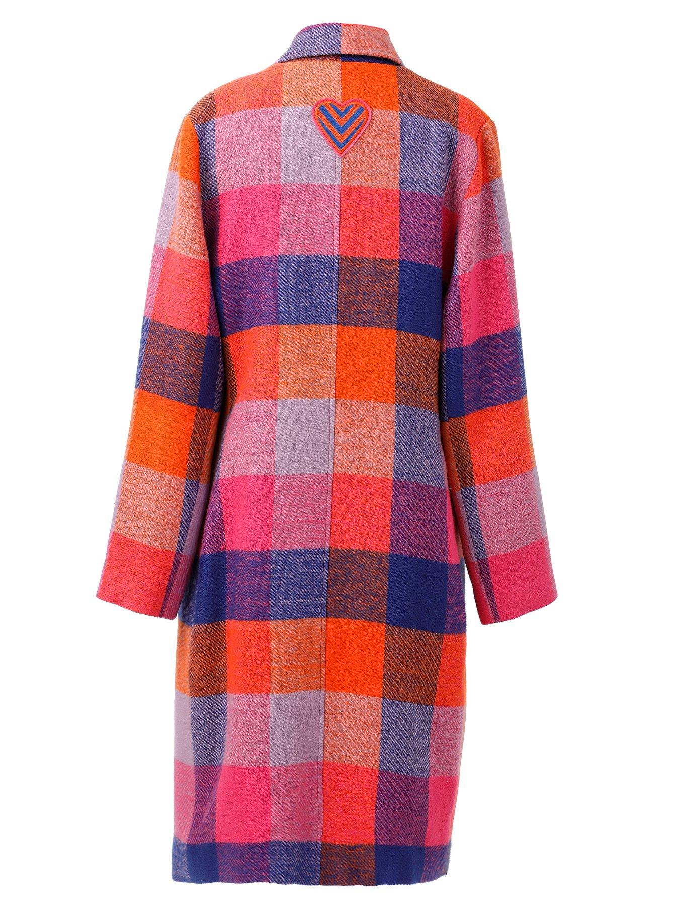 Image 5 of 5 of Emily Lovelock Checked Coat - Pink