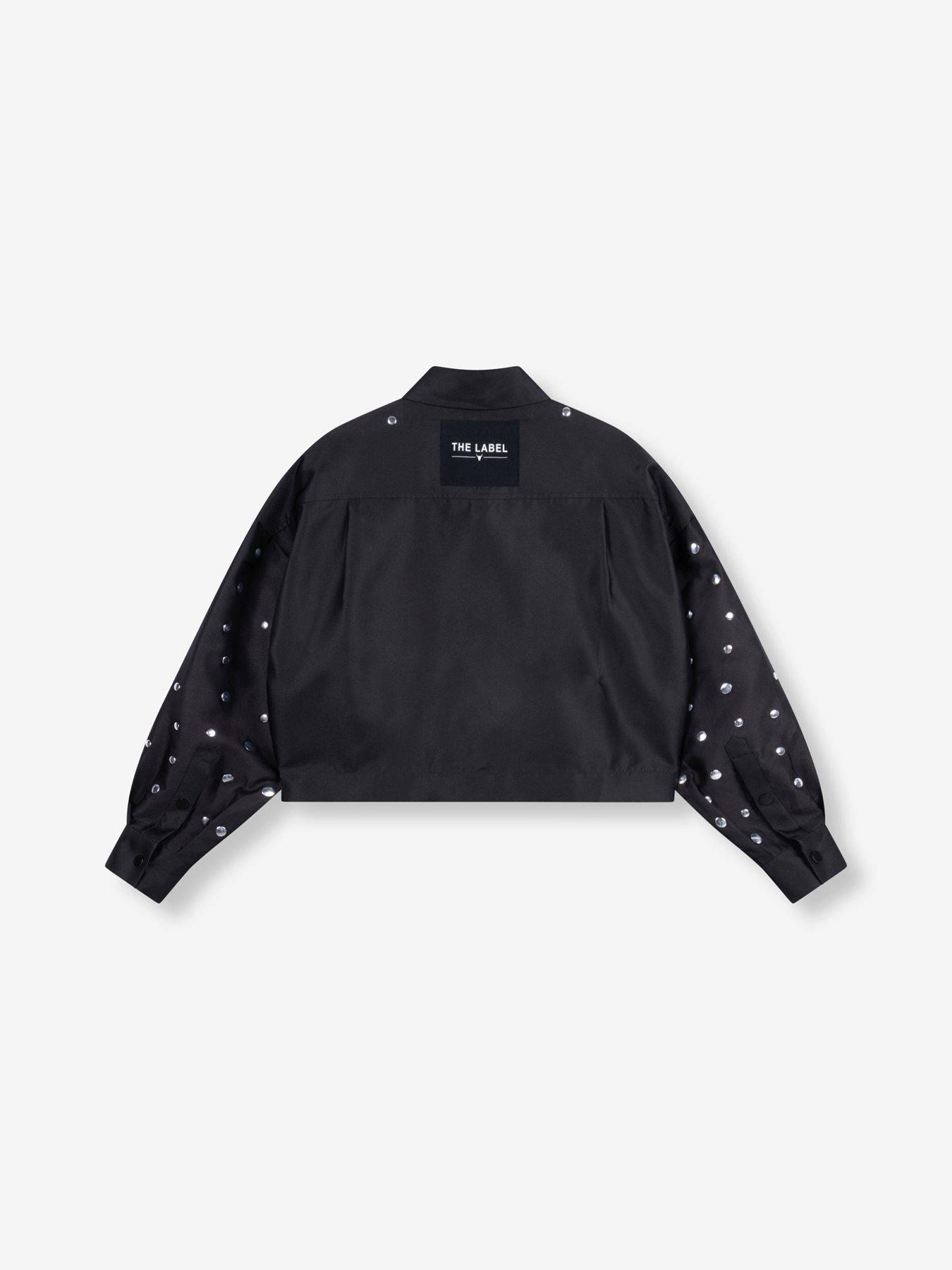 Image 2 of 5 of Alix the Label Studs Cropped Blouse - Black