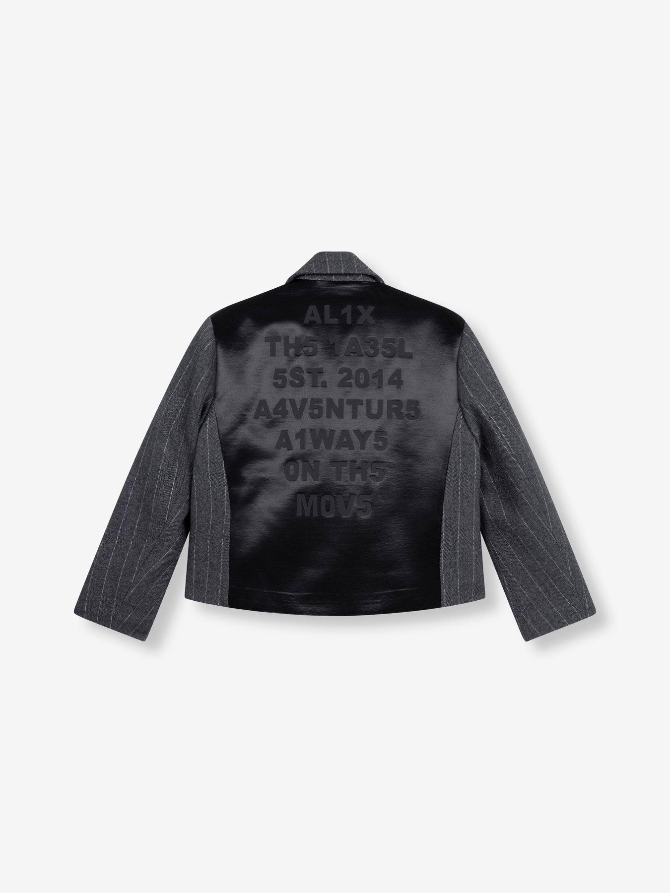 Image 5 of 5 of Alix the Label Striped Cropped Jacket - Grey