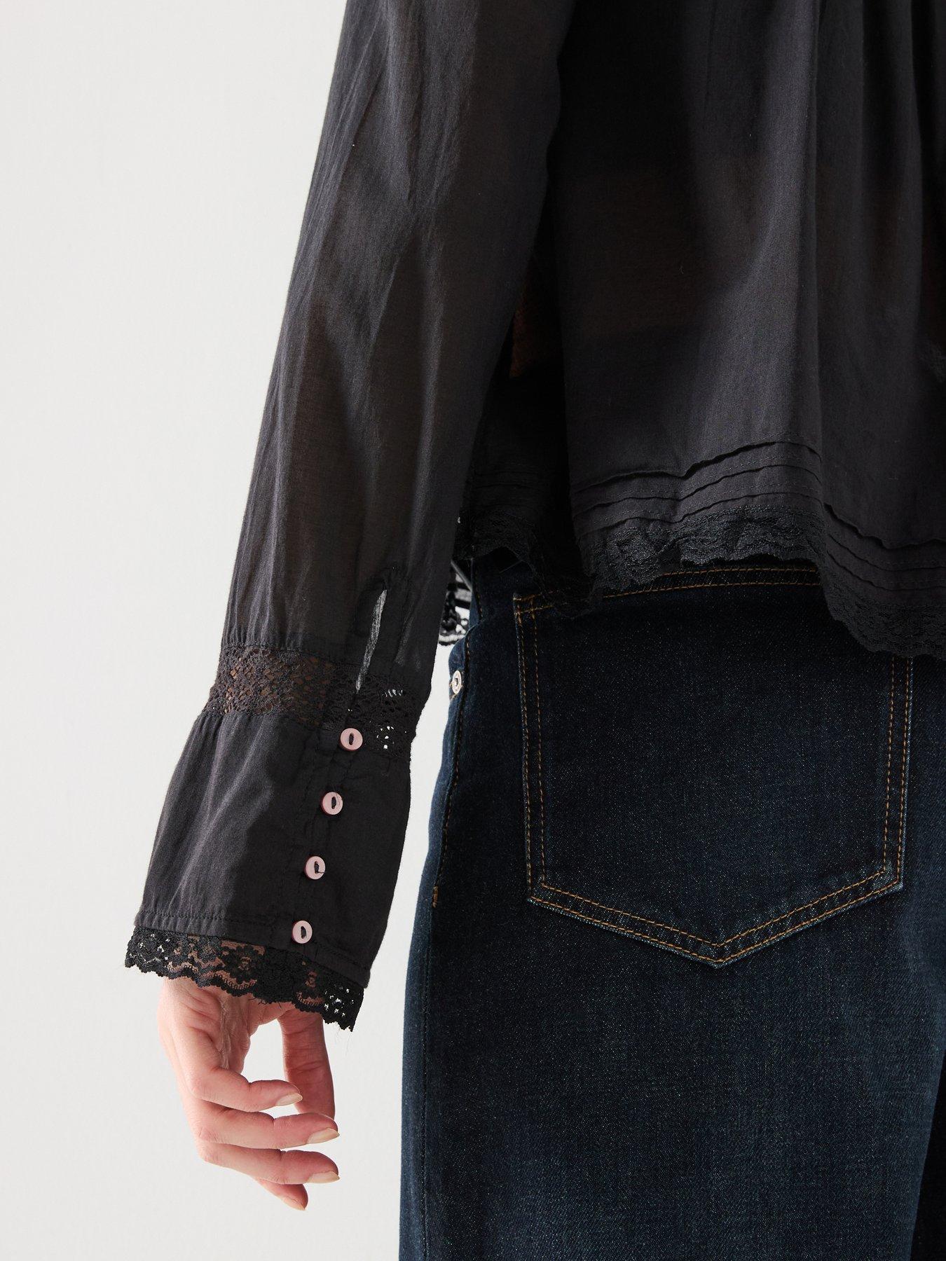 Image 4 of 6 of FREE PEOPLE Long Sleeve Evermore Blouse - Black