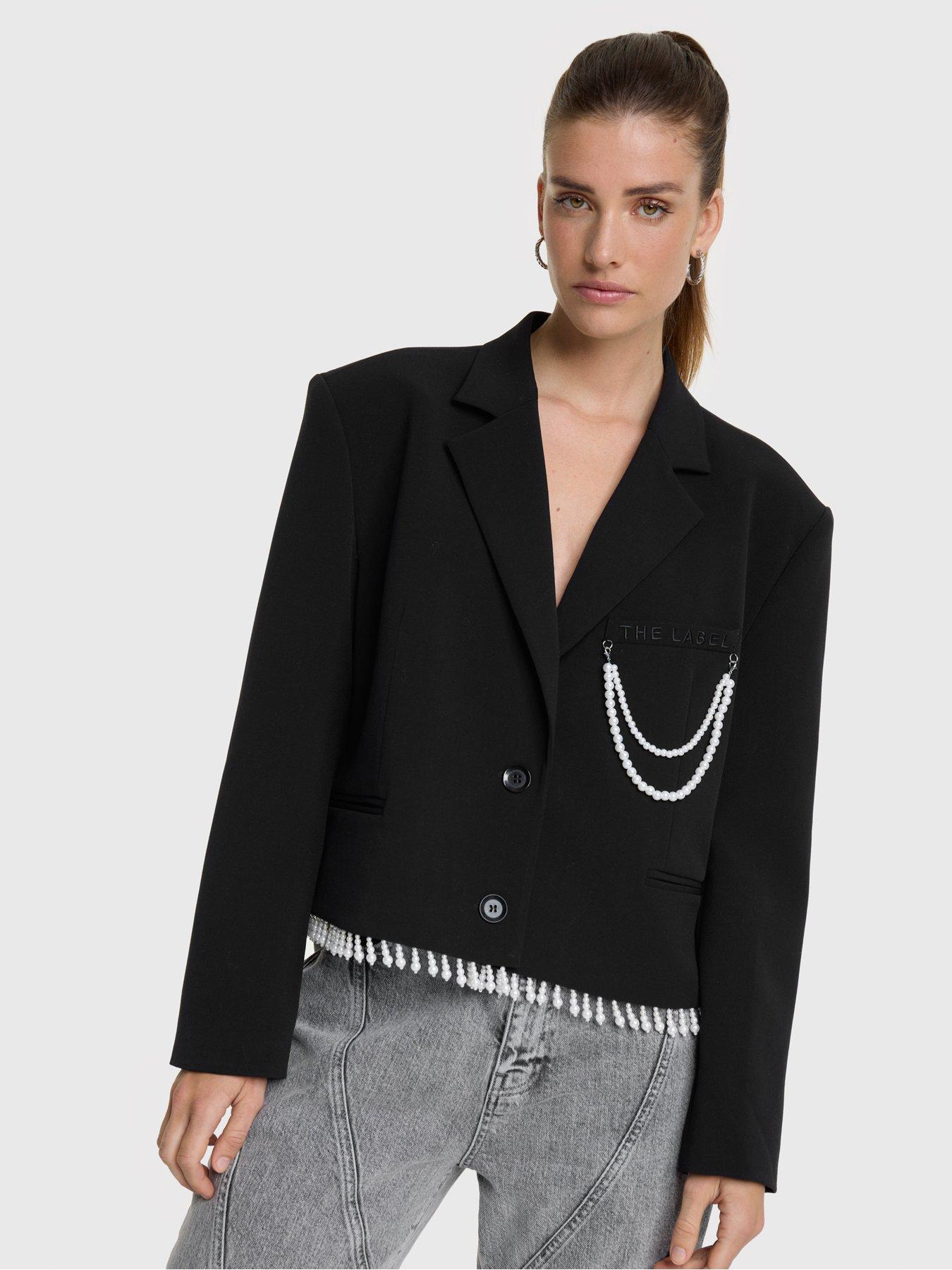 Alix the Label Pearl Detailed Blazer - Black