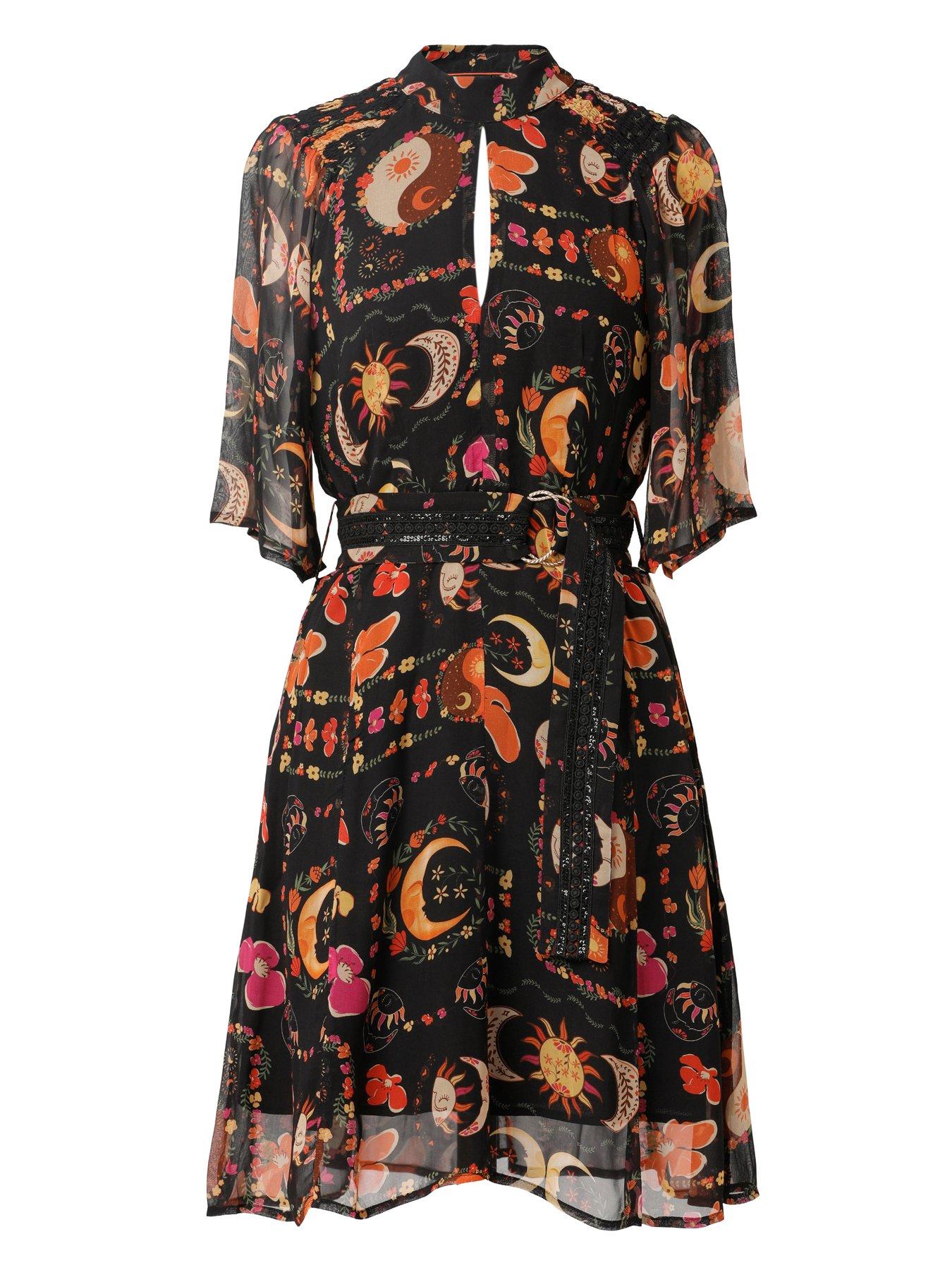 Image 3 of 4 of Emily Lovelock Printed Short Dress - Black