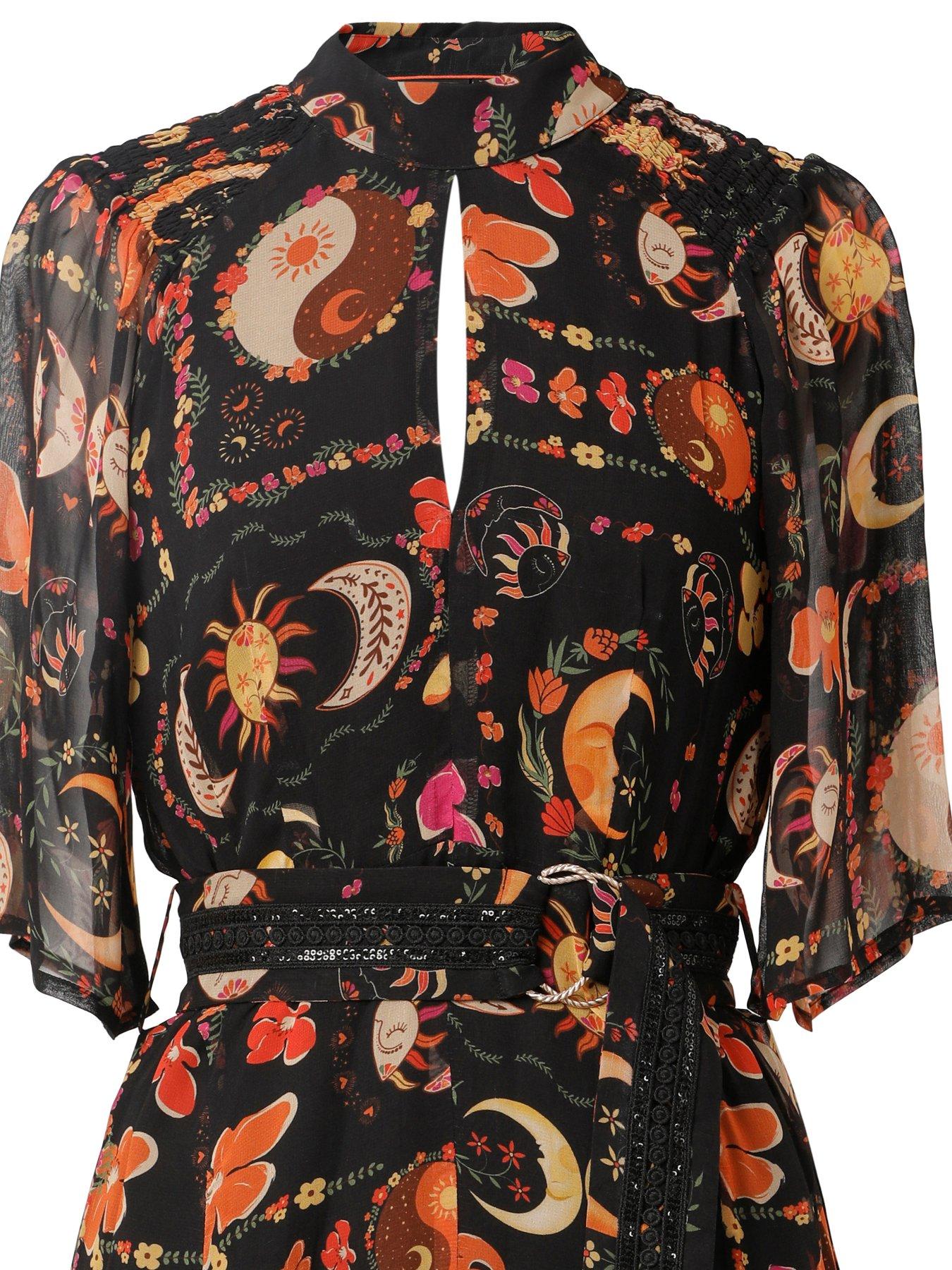 Image 4 of 4 of Emily Lovelock Printed Short Dress - Black