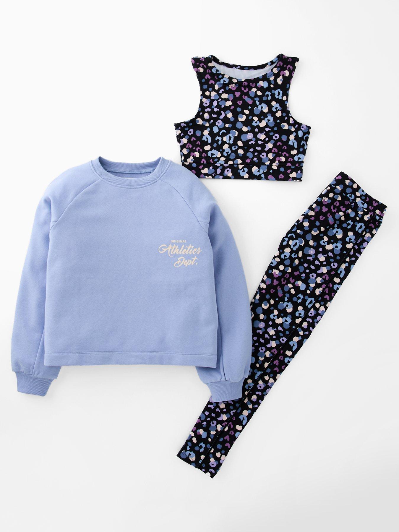 The Very Collection Girls 3 Piece Activewear Set With Sweatshirt - Print