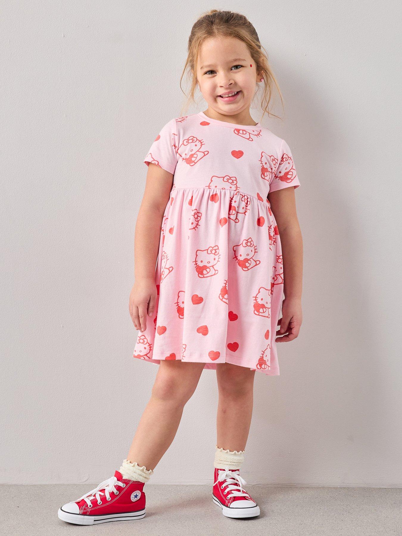 the-very-collection-hello-kitty-short-sleeve-heart-dress-pink
