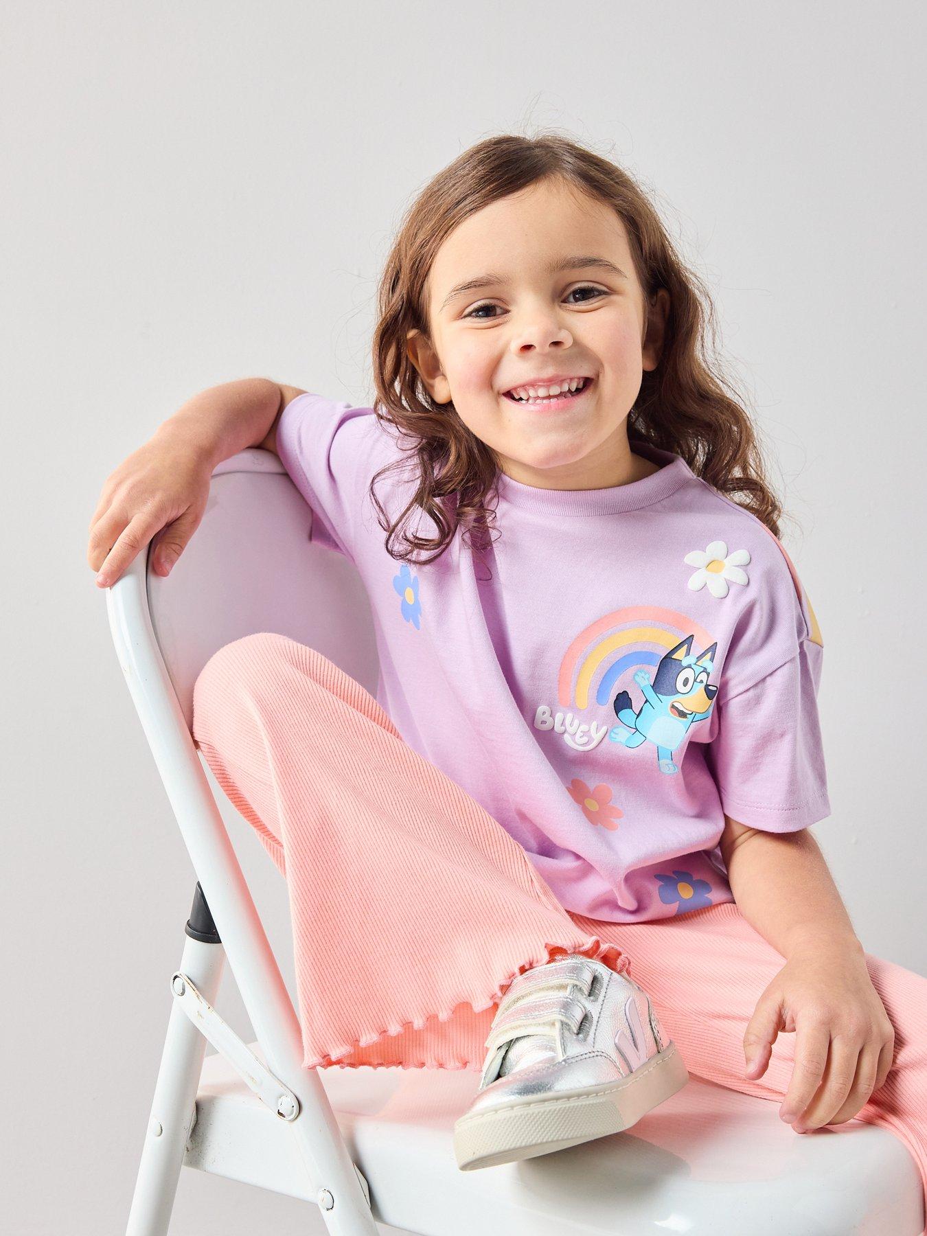 Bluey Rainbow Back Print T-shirt And Legging Set - Purple
