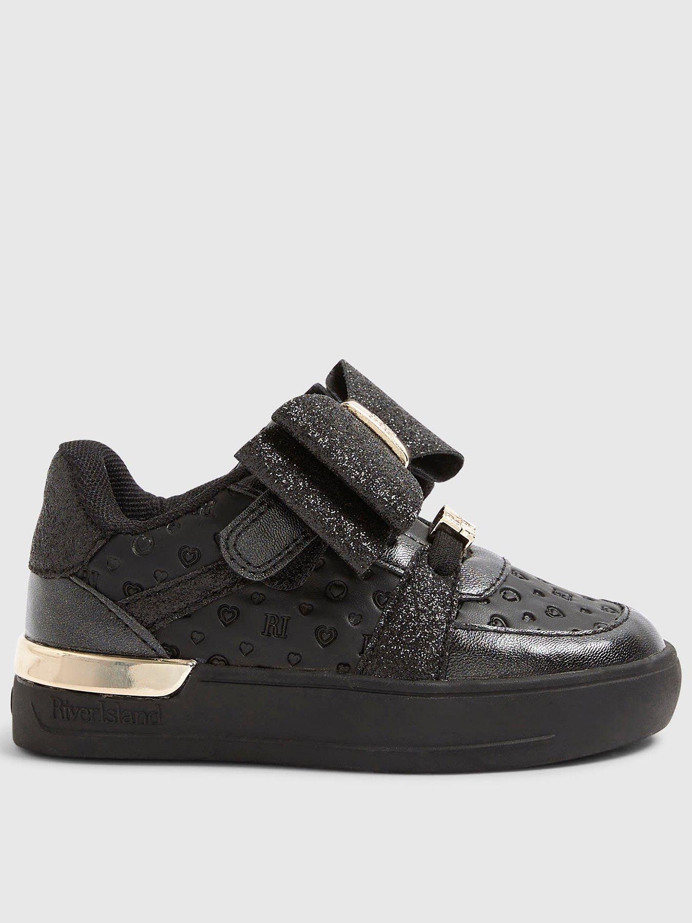 river-island-mini-girls-bow-glitter-plim-shoes-black