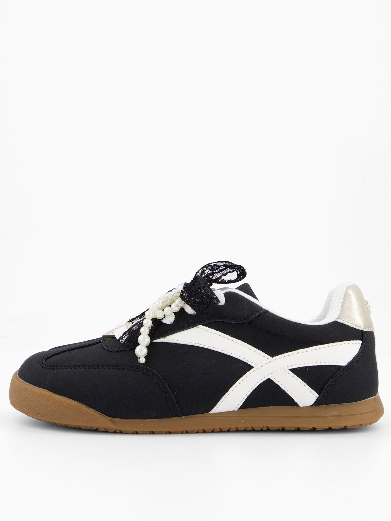 River Island Older Girls Bow Charm Plim Shoes - Black