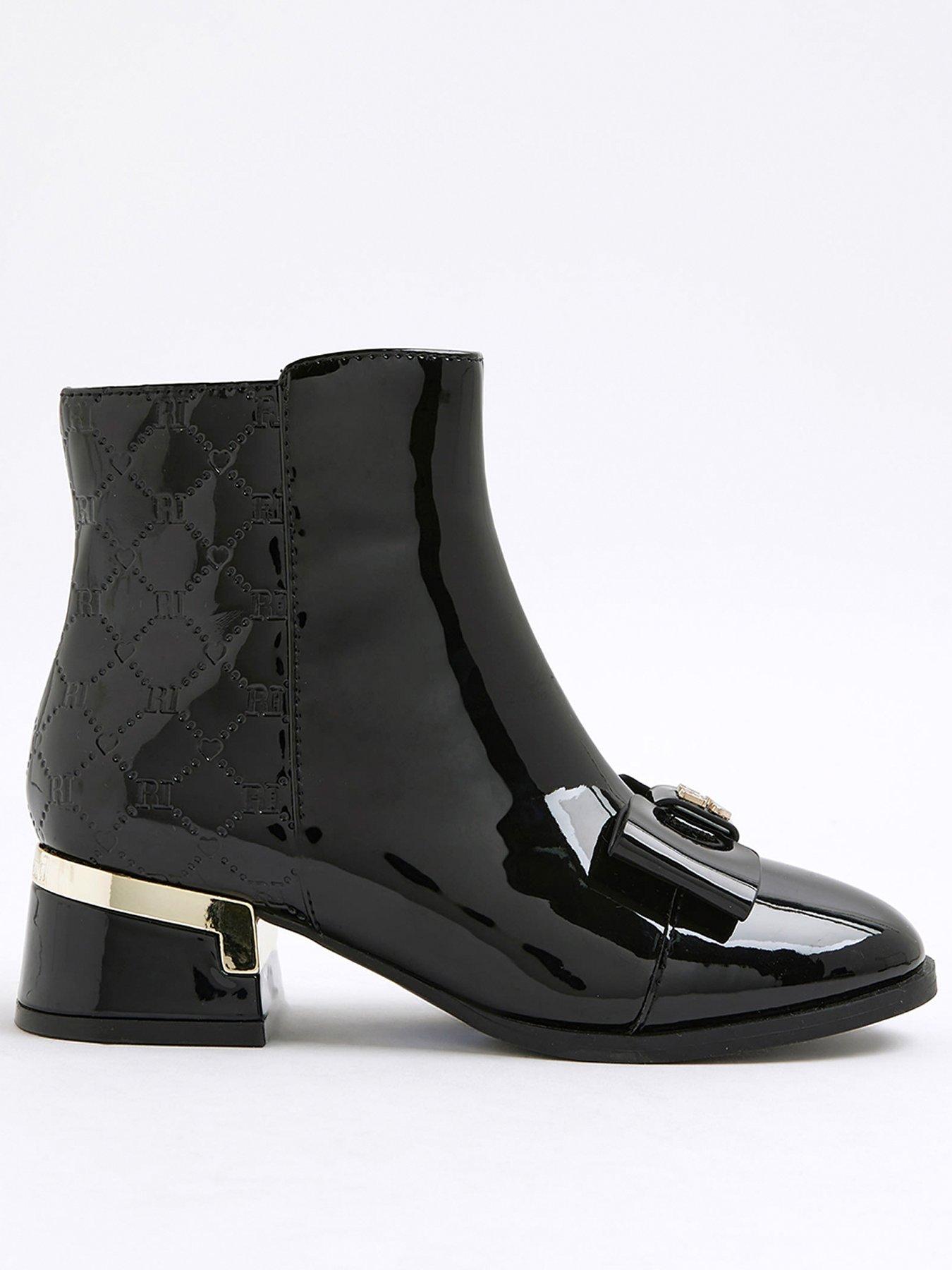 river-island-older-girls-bow-front-heeled-boot-black