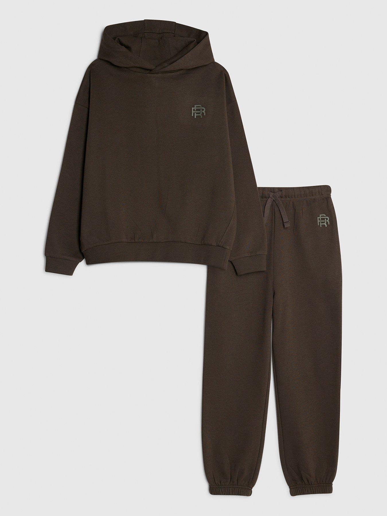 River Island Unisex Essentials Hoodie Jogger Set - Khaki