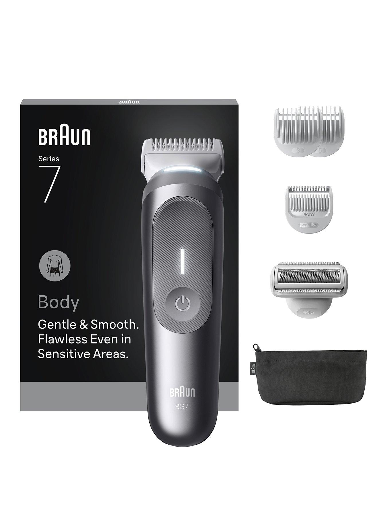 Braun Body Groomer Series 7, +6 Grooming Tools, Trim  &  Shave, Waterproof, BG7550, Grey