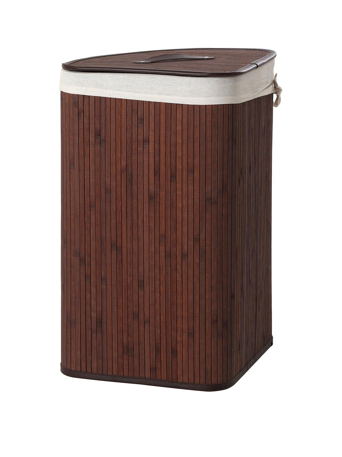 Interiors By Premier Kankyo Dark Brown Bamboo Corner Laundry Hamper