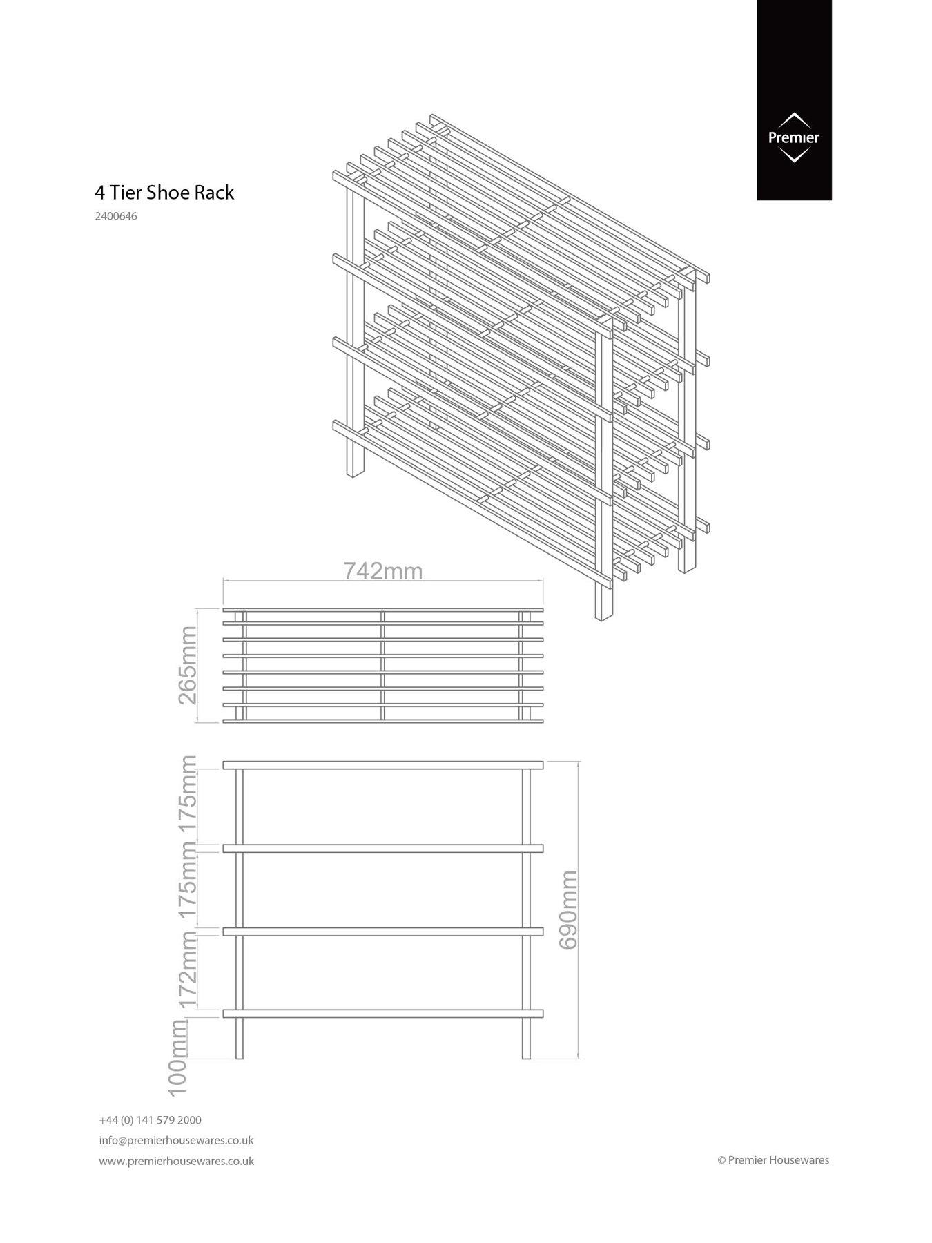 Image 2 of 4 of Interiors By Premier Parker 4 Tier Wooden Shoe Rack