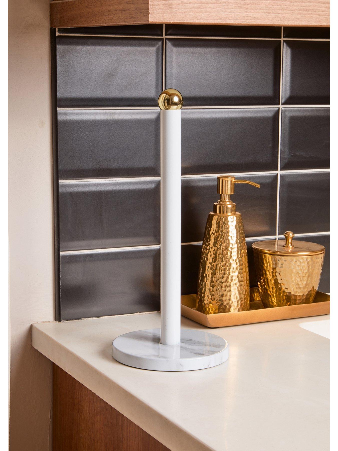 Interiors By Premier Easton White Marble Effect Kitchen Roll Holder