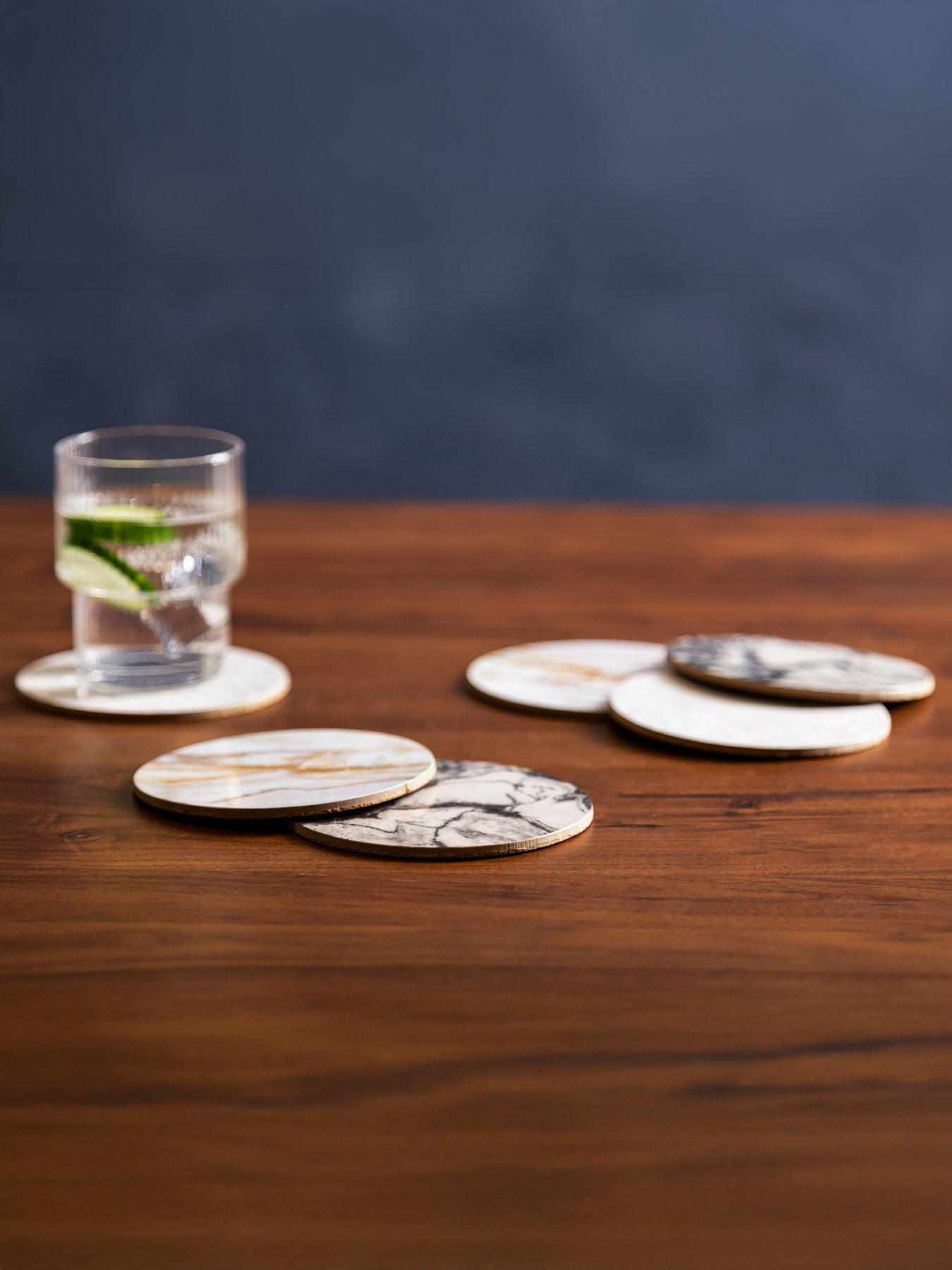 Interiors By Premier Mimo  6pc Marble Effect Assorted Cork Coasters