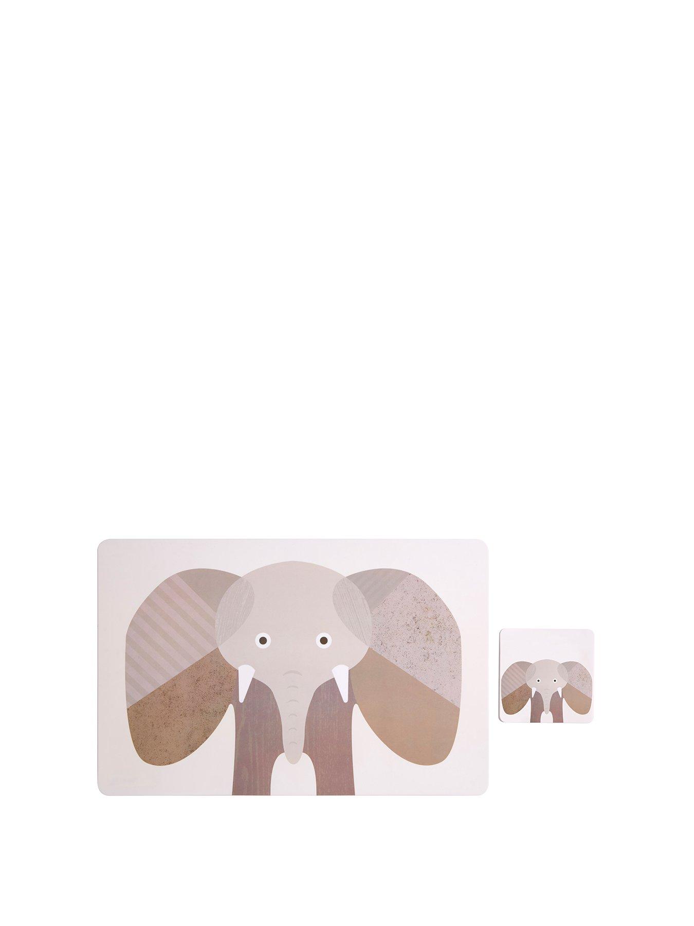 Interiors By Premier Effy Set Of 2 Elephant Placemat And Coaster