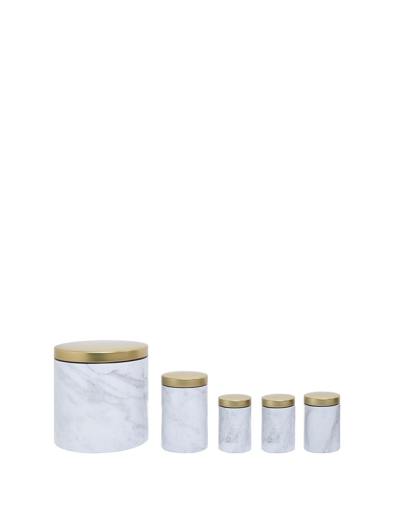 Interiors By Premier Easton 5 Piece Kitchen  Storage Set In  Marble Effect