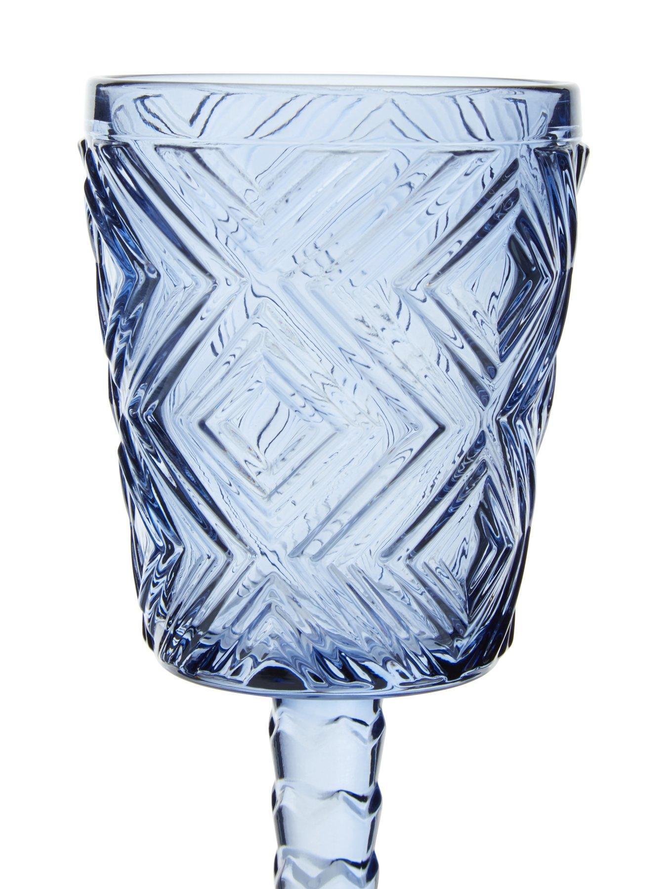 Image 4 of 5 of Interiors By Premier Fleur Set Of Four Blue Wine Glasses