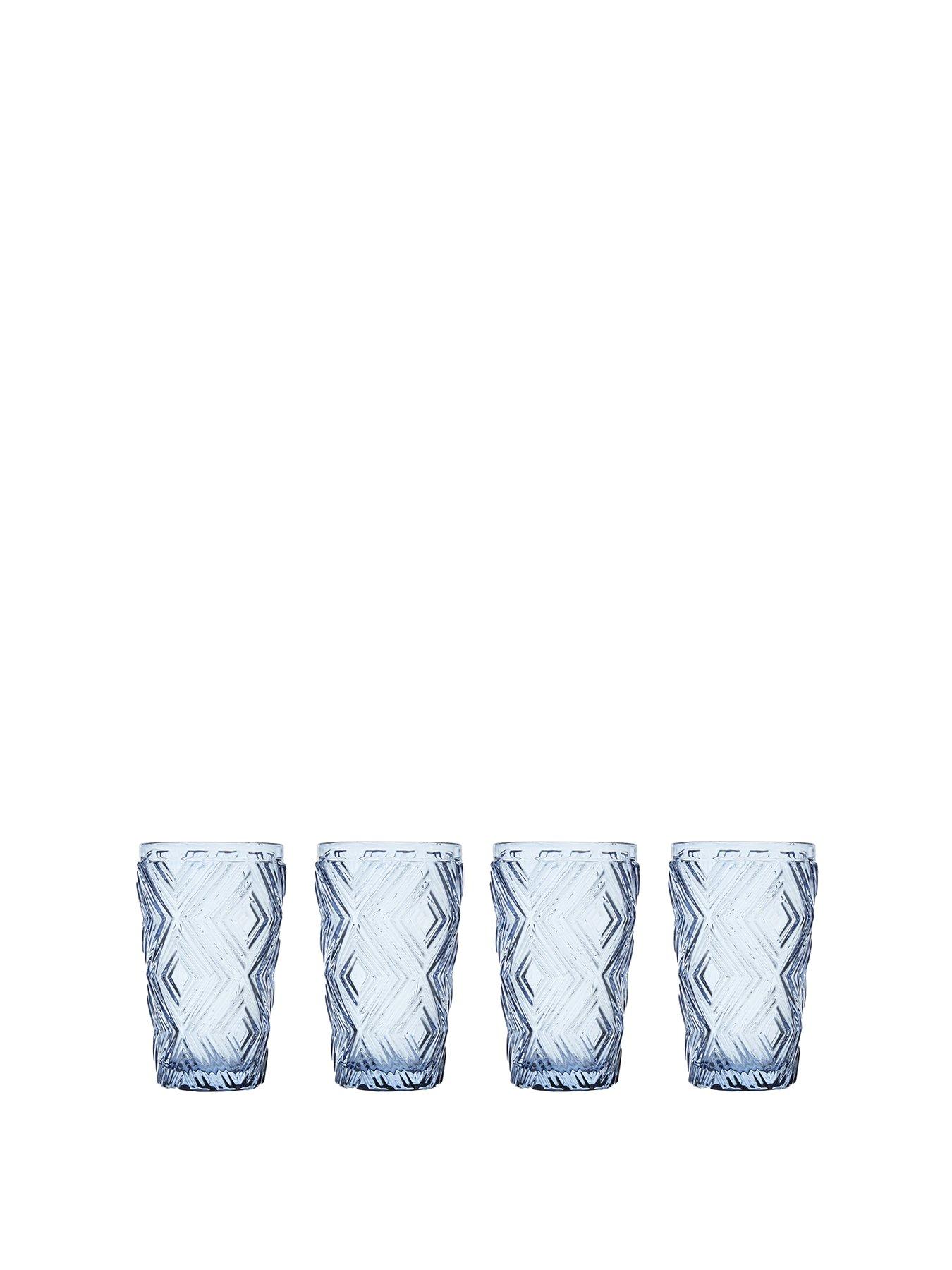 Interiors By Premier Fleur Set Of Four Blue Highball Glasses