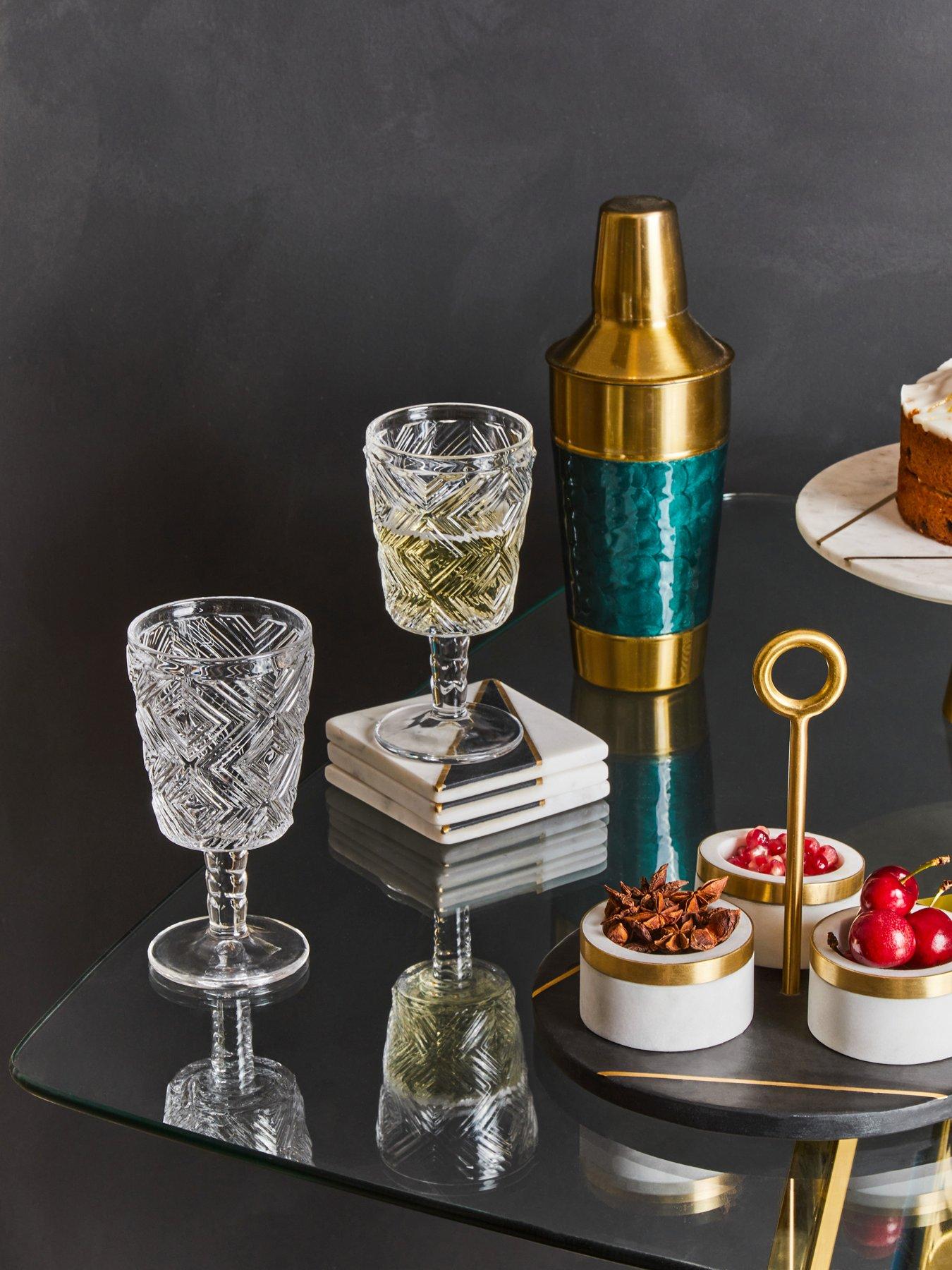 Interiors By Premier Fleur Set Of Four Clear Wine Glasses