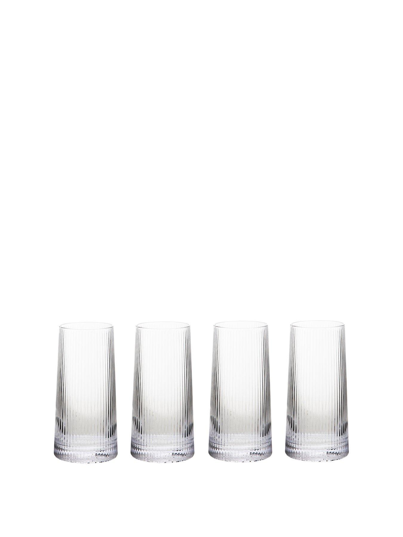Interiors By Premier Eldon Set Of Four Ribbed Hi Ball Glasses